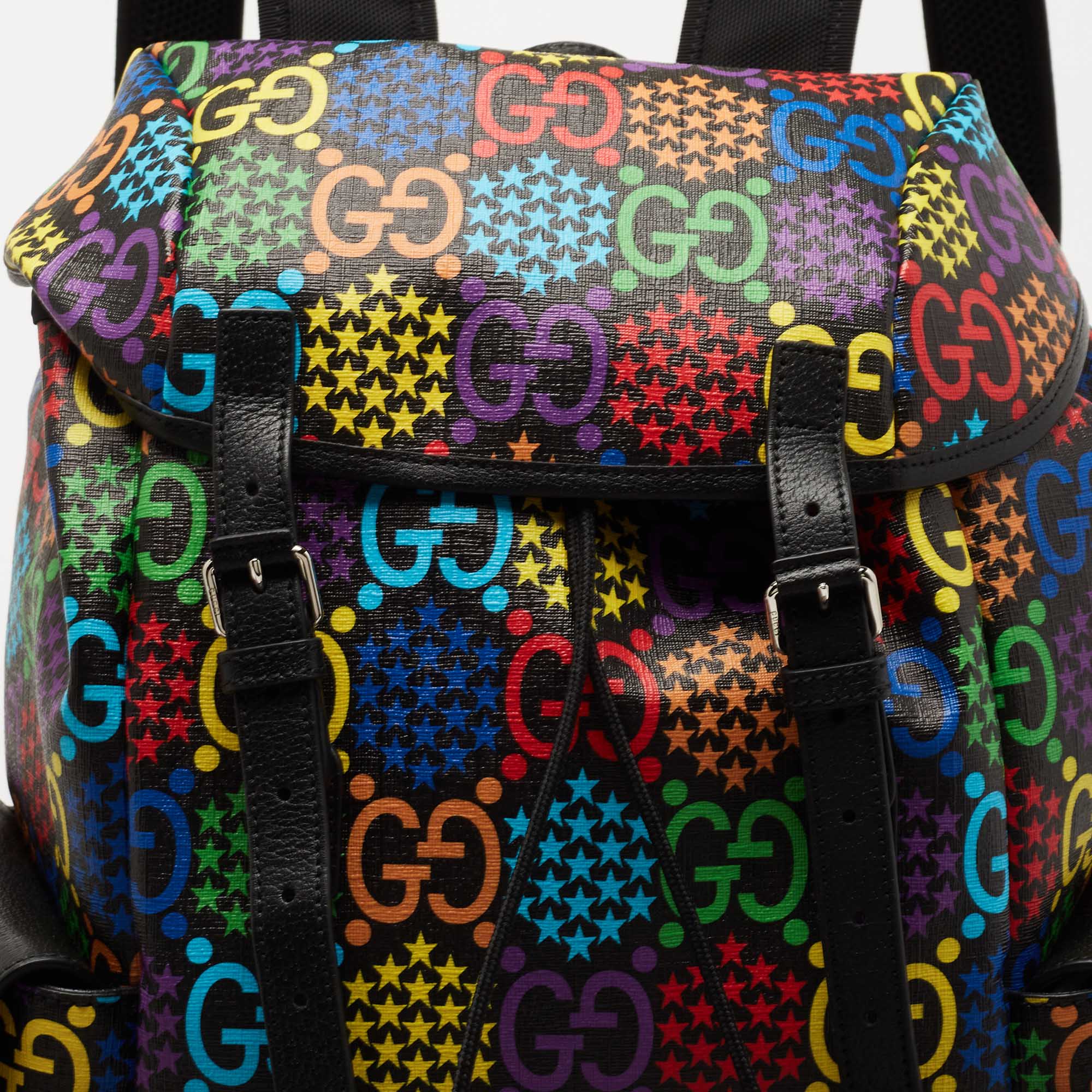 Gucci Multicolor GG Psychedelic Coated Canvas and Leather Backpack