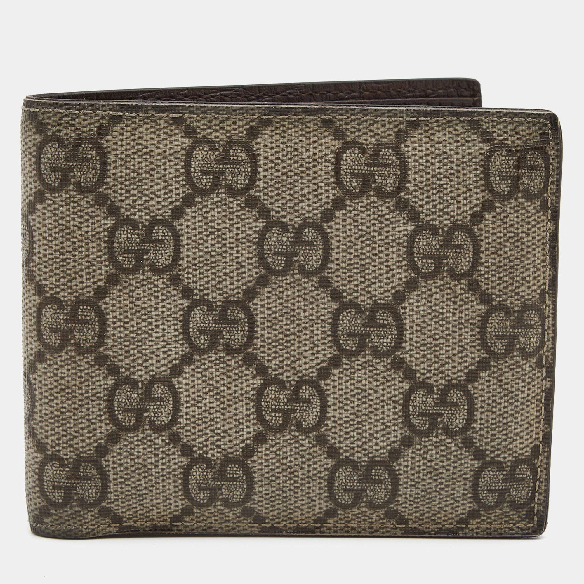 Gucci Beige GG Supreme Canvas Bi Fold Wallet