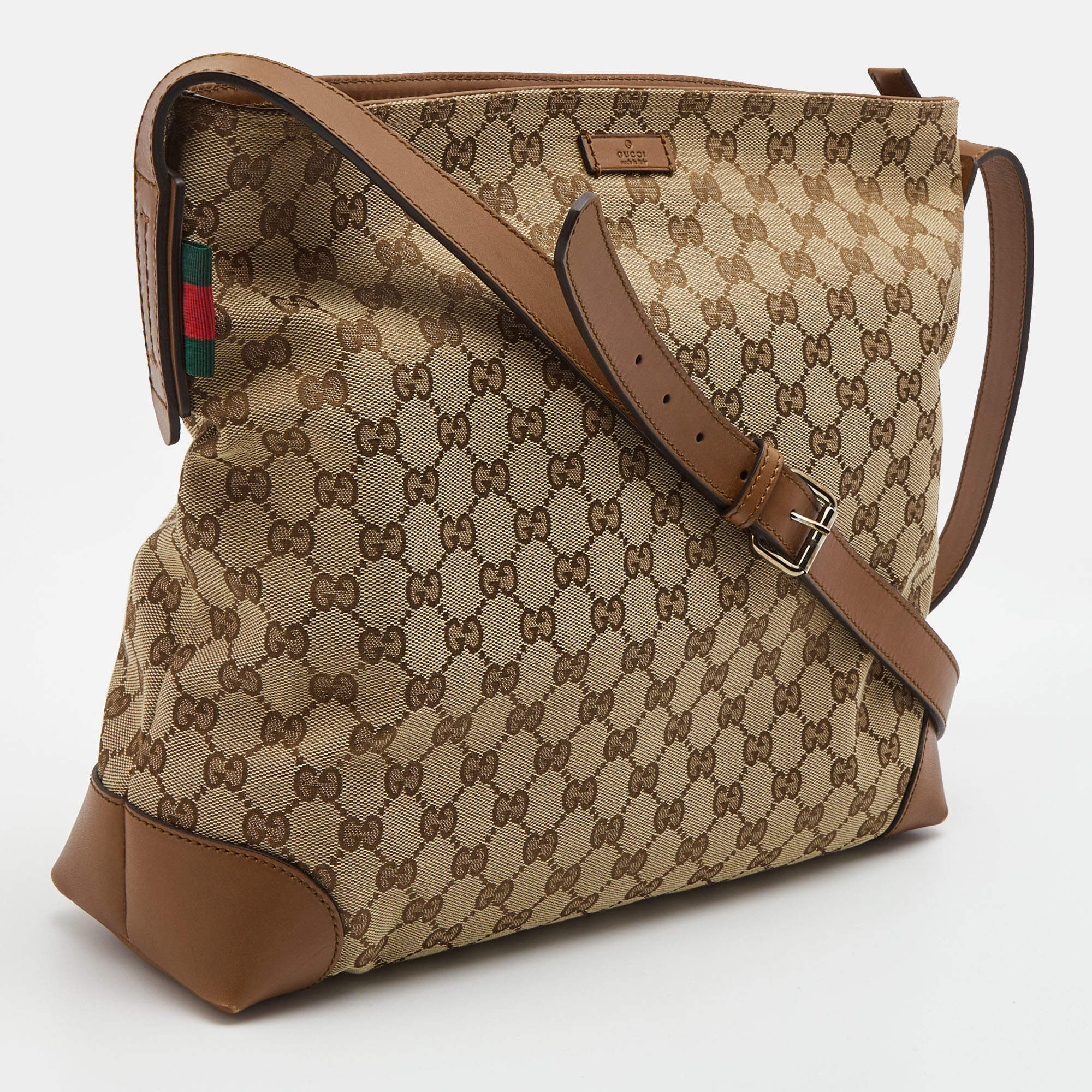 Gucci GG Canvas Messenger Bag Beige/Dark Brown - DDH