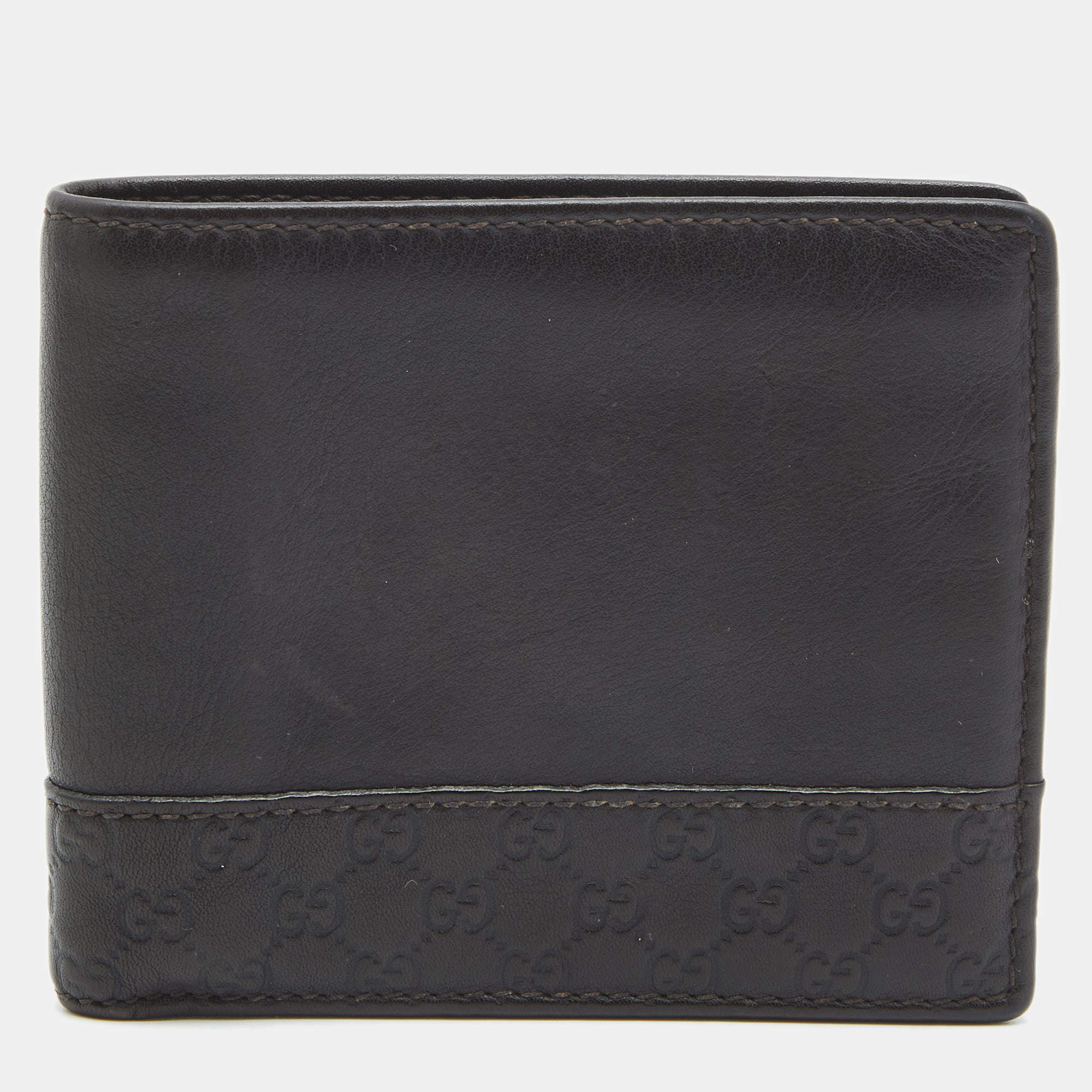Gucci Dark Brown Guccissima Leather Bifold Compact Wallet