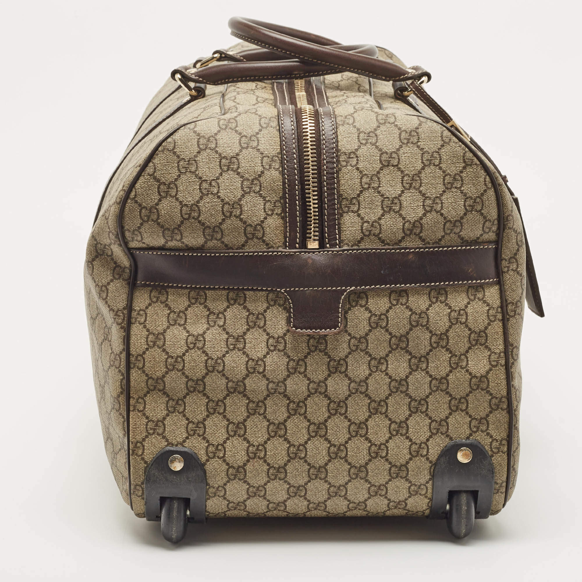 GUCCI Carry Bag 451001 suitcase GG Supreme Canvas/leather beige