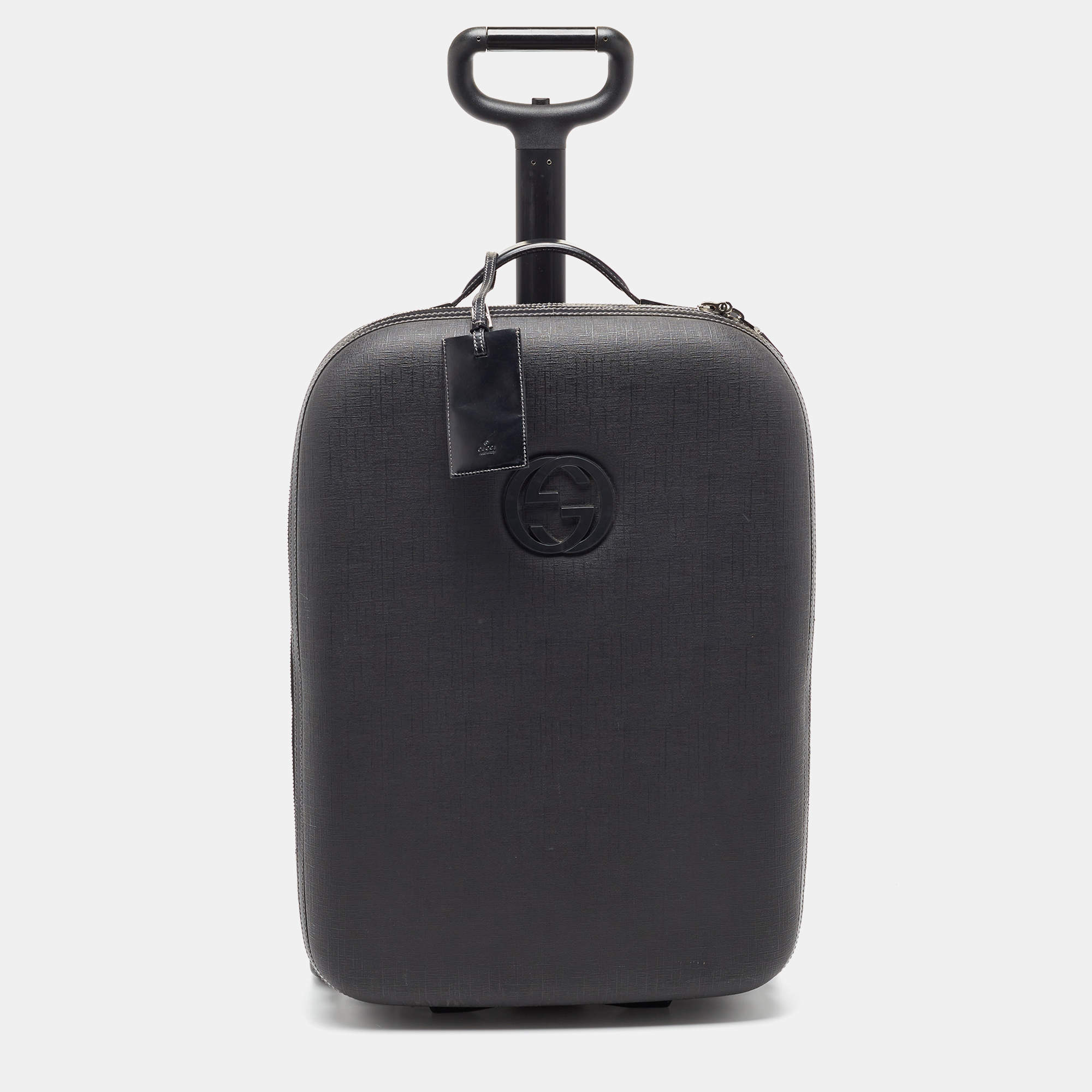 Gucci Black Coated Canvas Interlocking G Trolley Luggage