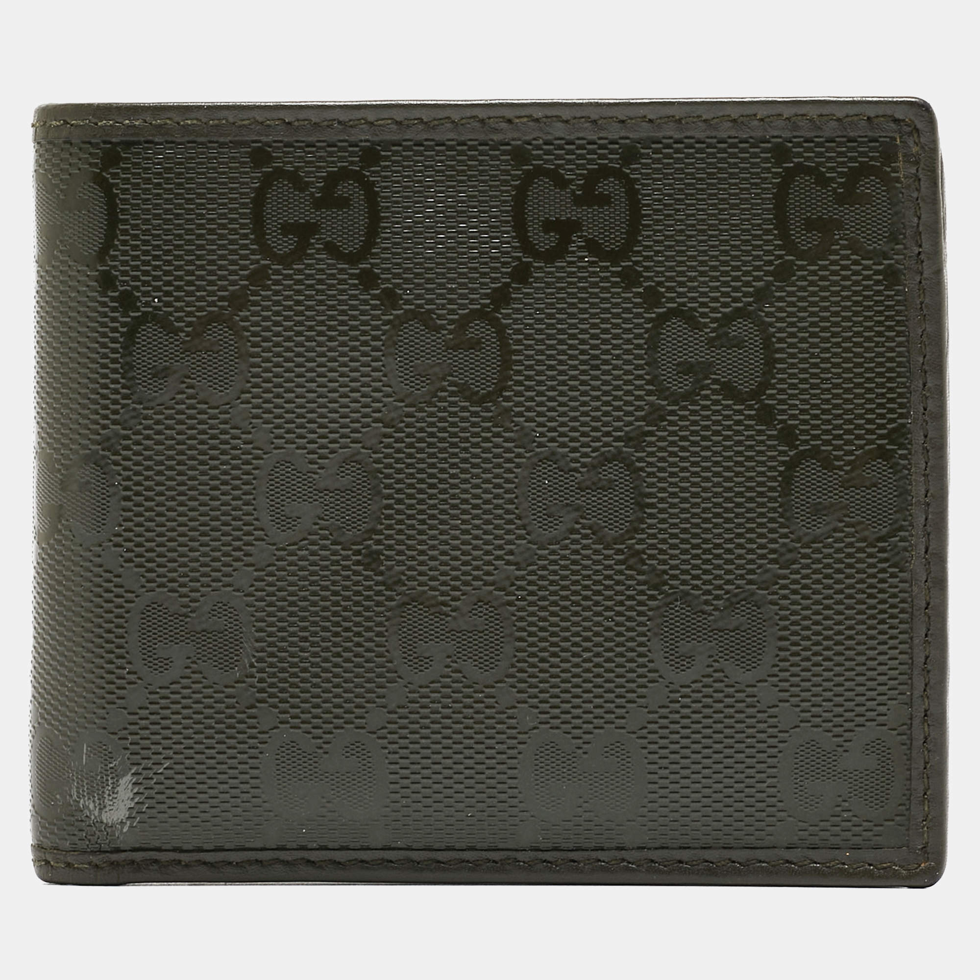 Gucci Military Green GG Imprime Canvas Bifold Wallet
