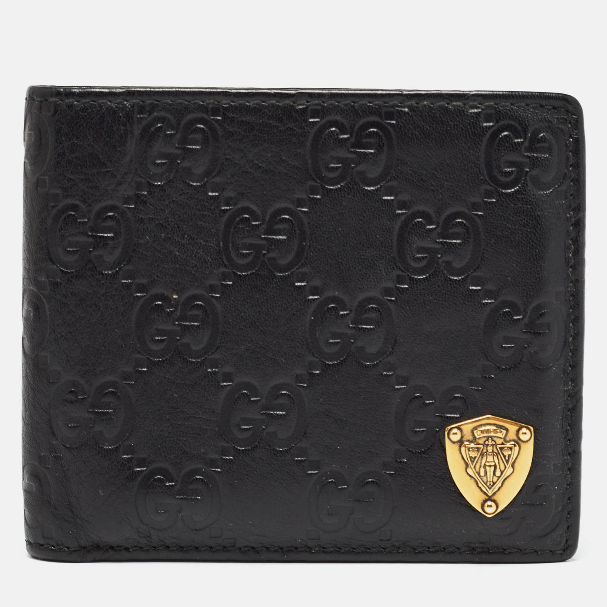 Gucci Black Guccissima Leather Crest Bifold Wallet Gucci | The Luxury ...