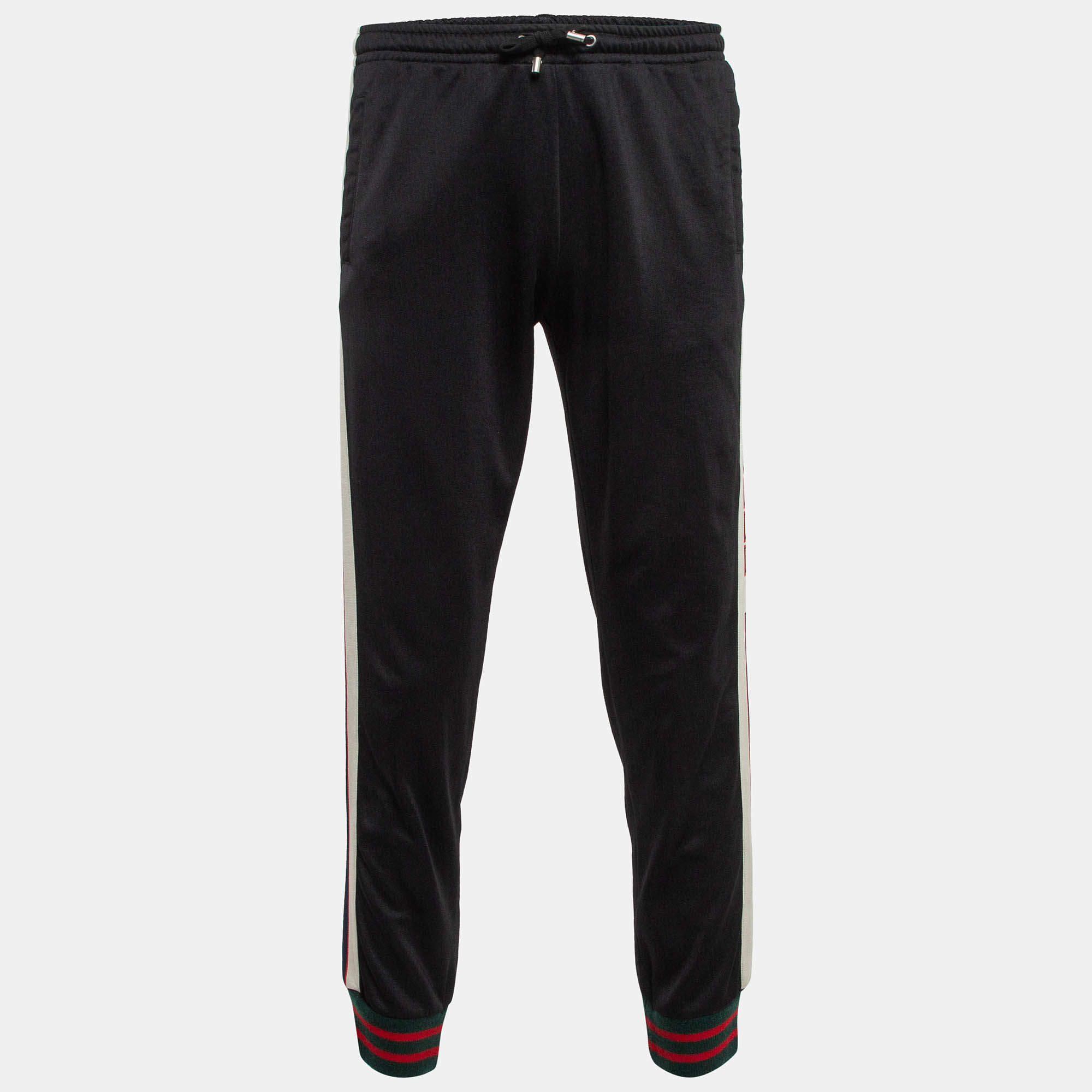 Gucci Black Jersey Logo Tape Joggers S