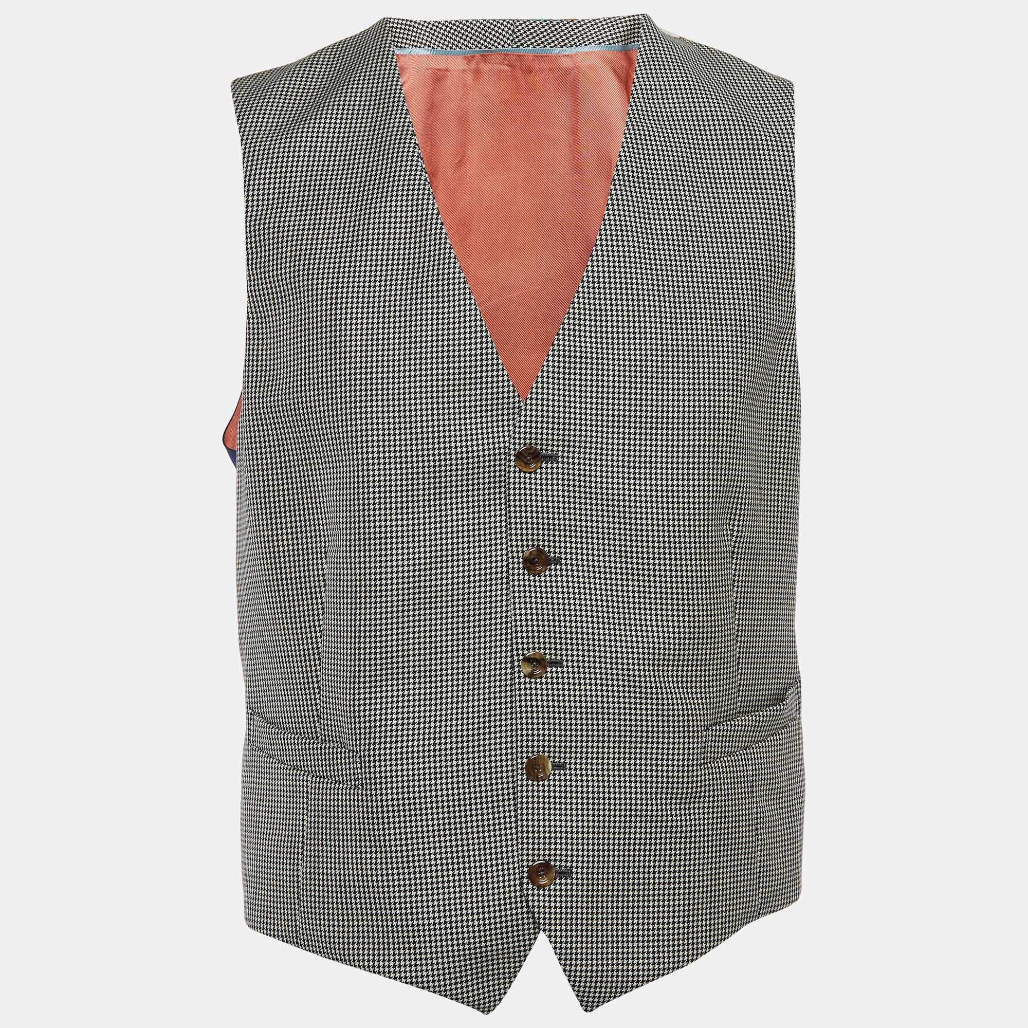 Gucci Multicolor Houndstooth Button Front Vest XL