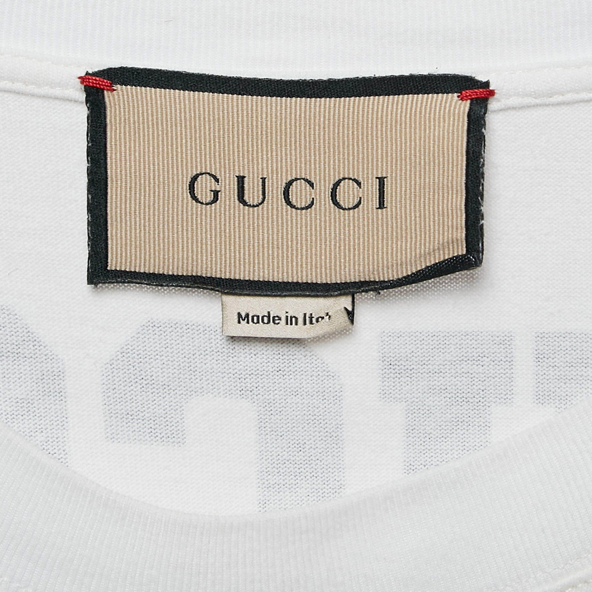 グッチトップス 25 Eschatology and Gucci Loved Tシャツ コットン ブラック黒 ホワイト白シロ 40802041474 GUCCI 25 Eschatology-Print Cotton-Jersey T-Shirt | endource