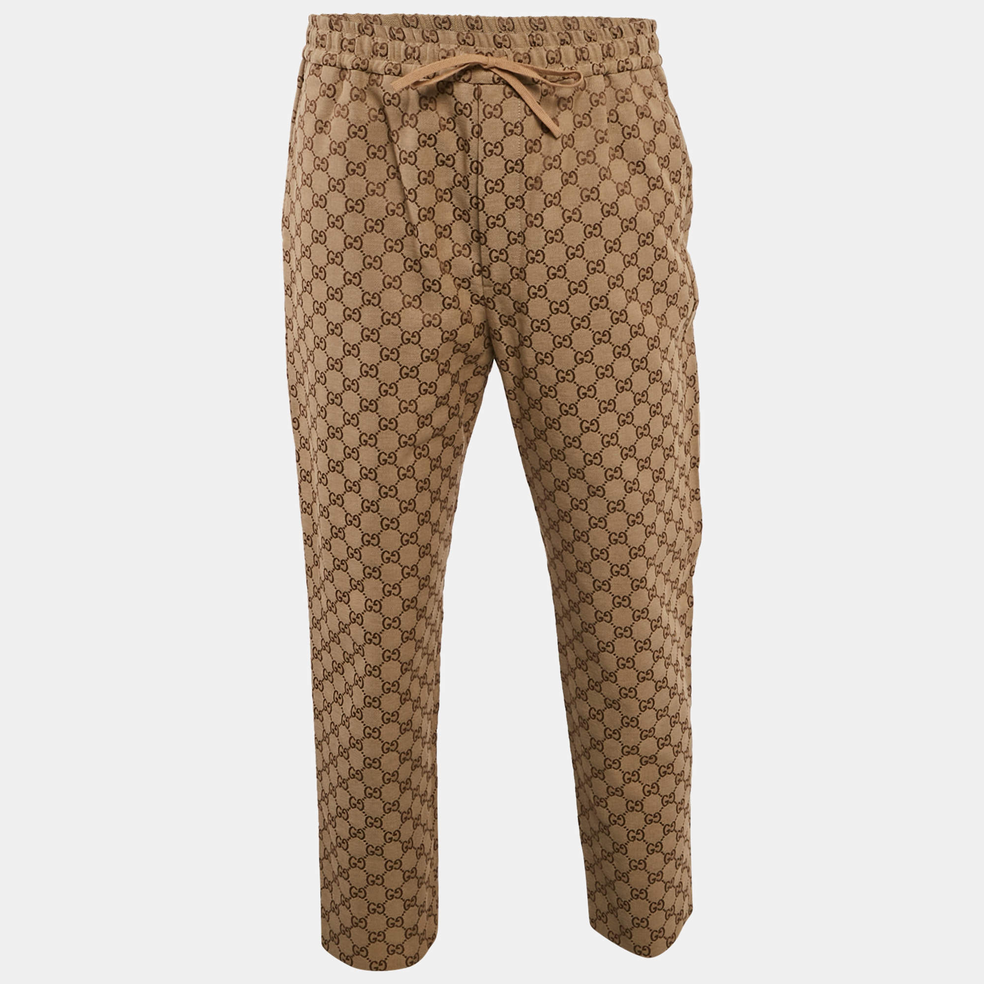 Gucci Beige GG Supreme Jacquard Pants L