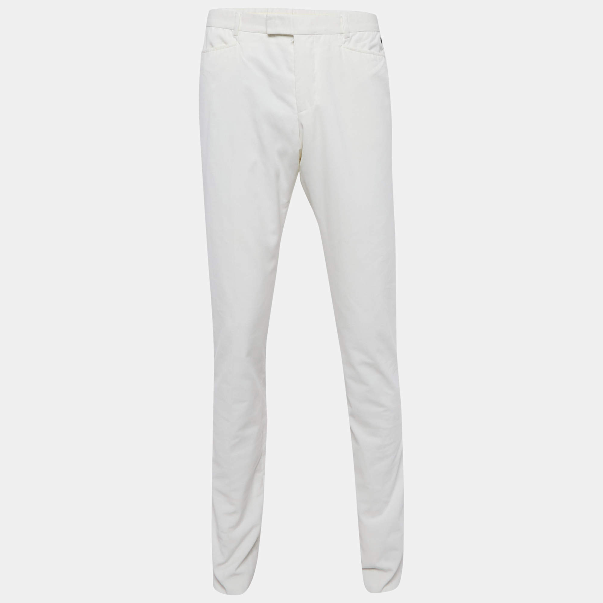 Gucci White Corduroy Regular Fit Trousers L
