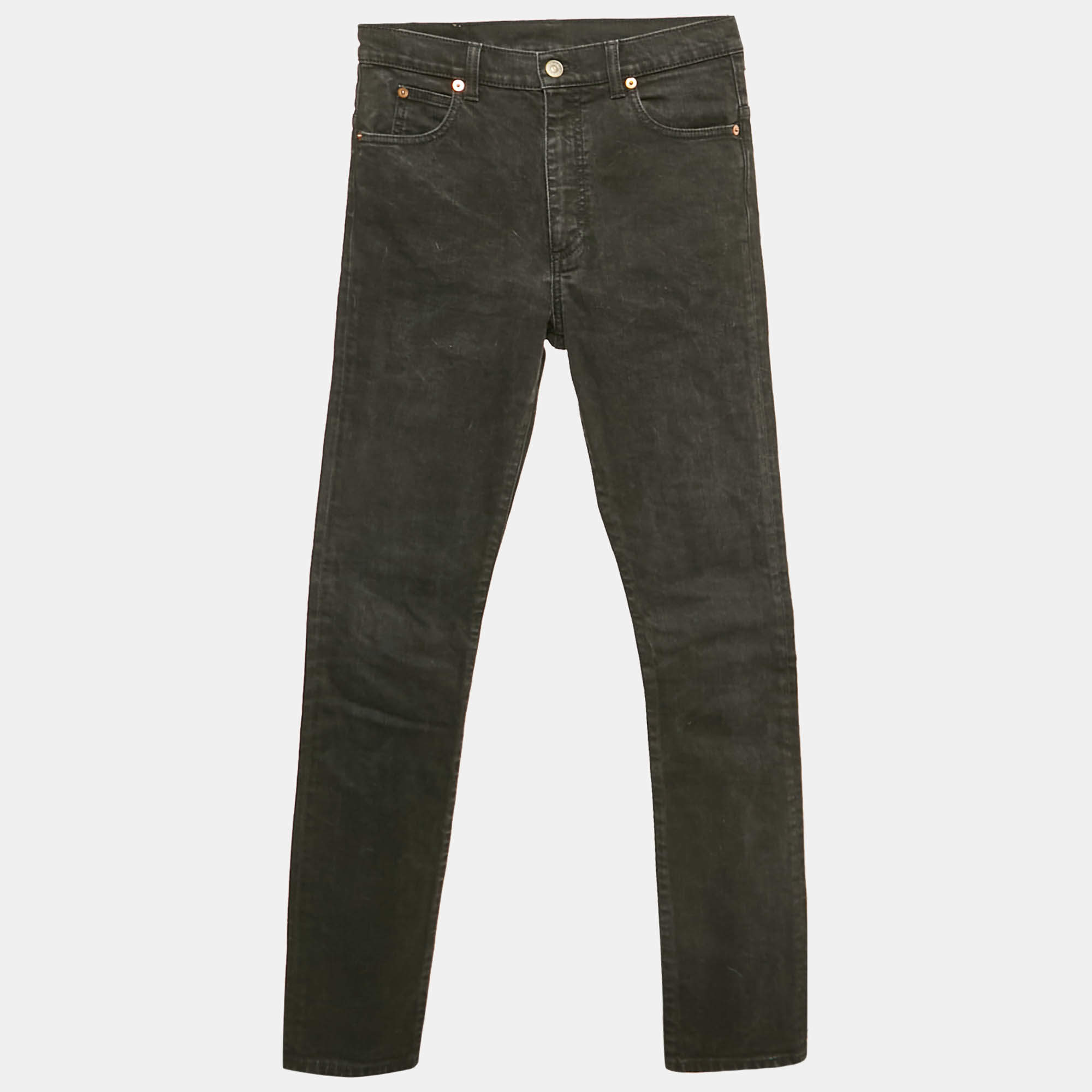 Gucci Black Washed Denim High Rise Jeans S Waist 30"