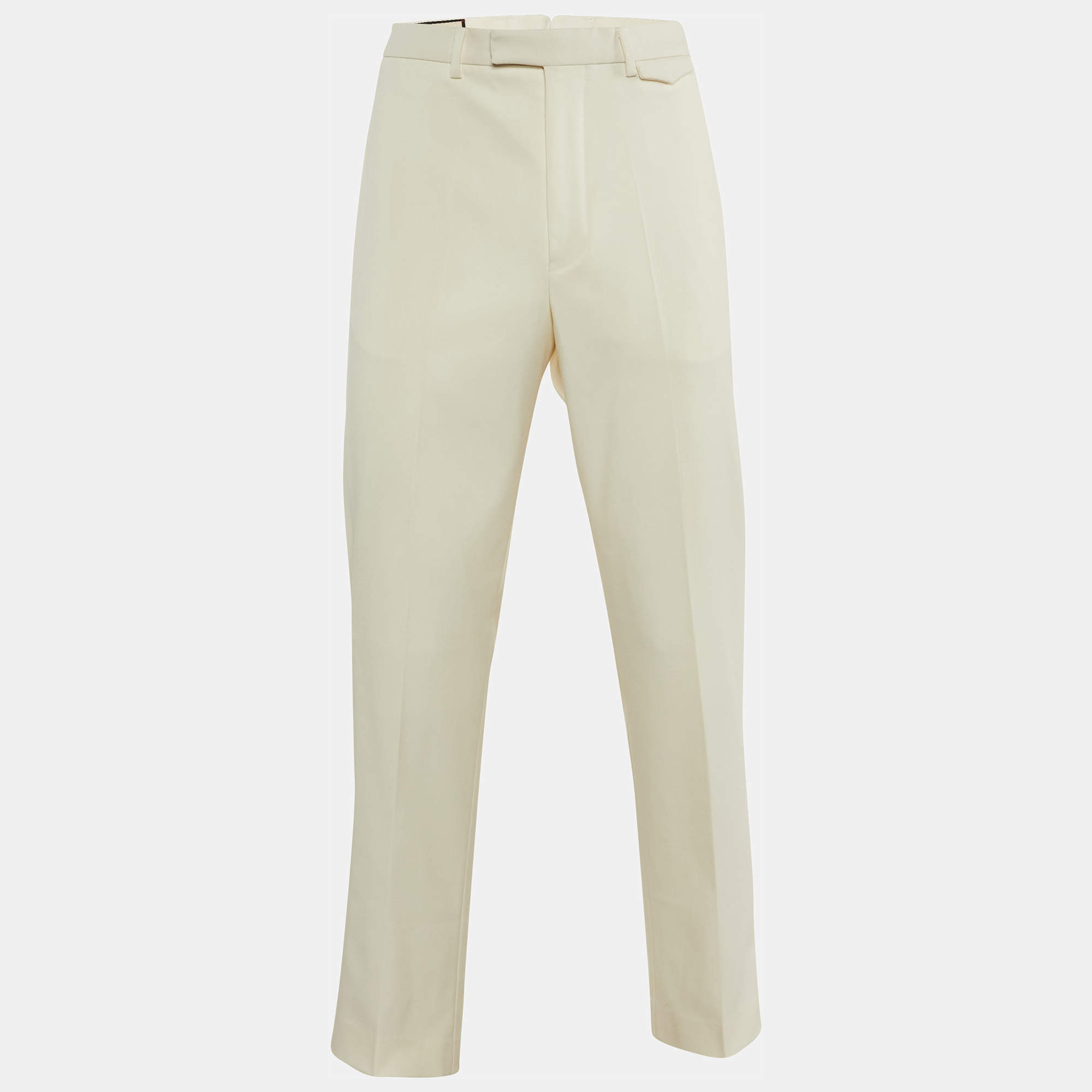 Gucci Ivory Wool Crepe Tailored Pants M