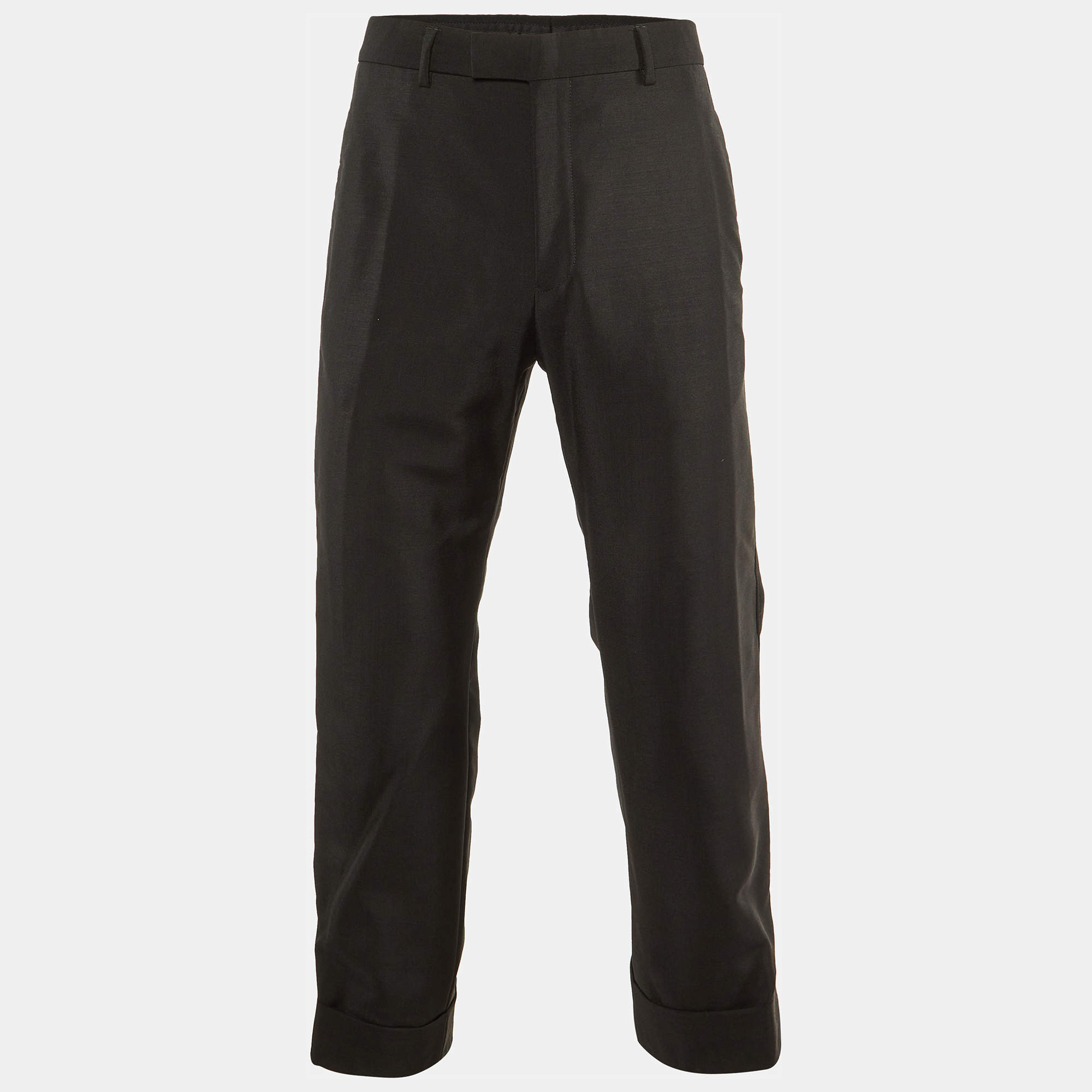 Gucci Black Mohair & Wool Tailored Pants S/Waist 34"
