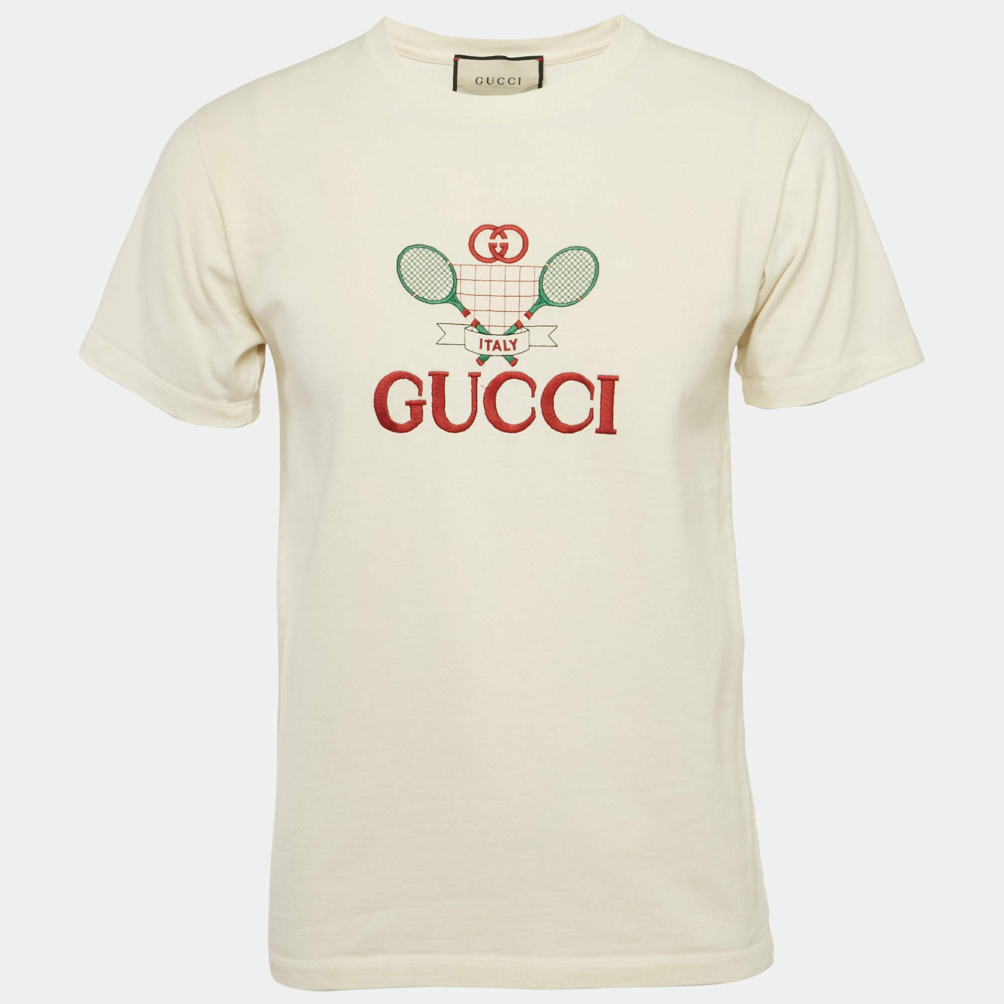 Gucci Off-White GG Tennis Embroidery Cotton Oversized T-Shirt XXS