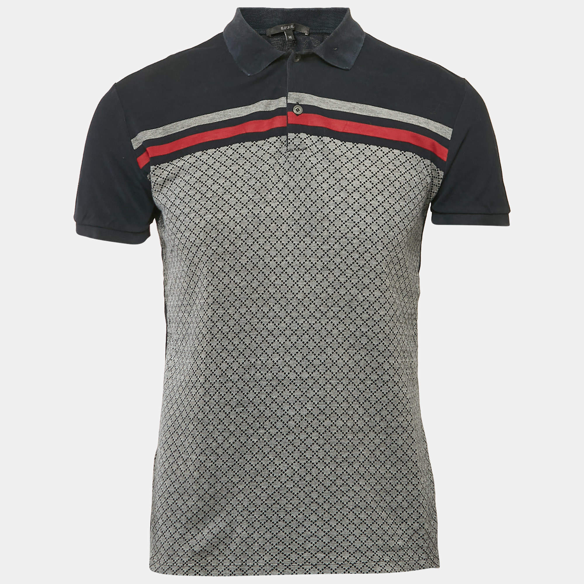Gucci Multicolor Cotton Collar Web Trim Detail Polo Shirt M