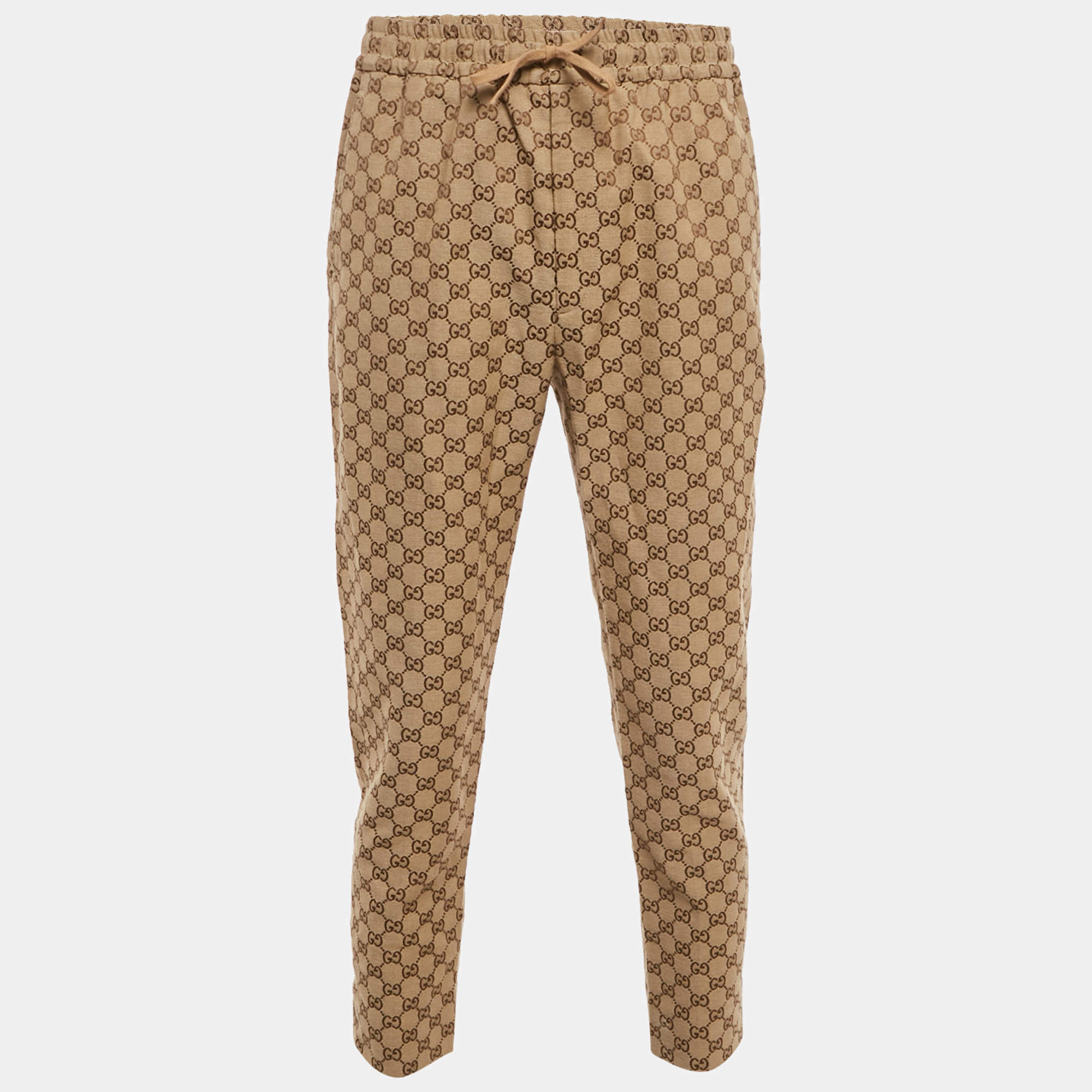 Pre Owned Gucci Brown GG Jacquard Canvas Track Pants M