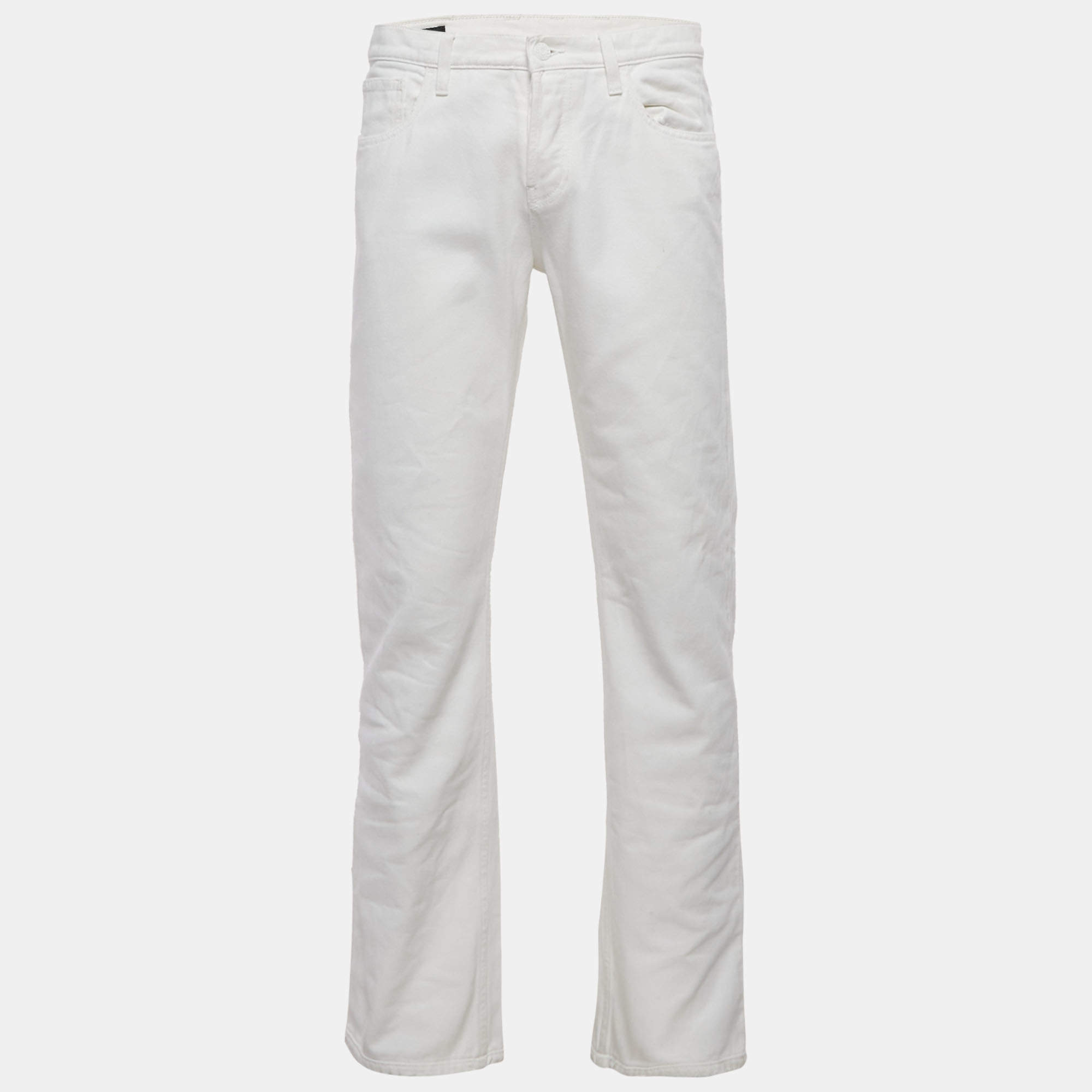 Pre Owned Gucci White Denim Regular Fit Jeans S Waist 32"