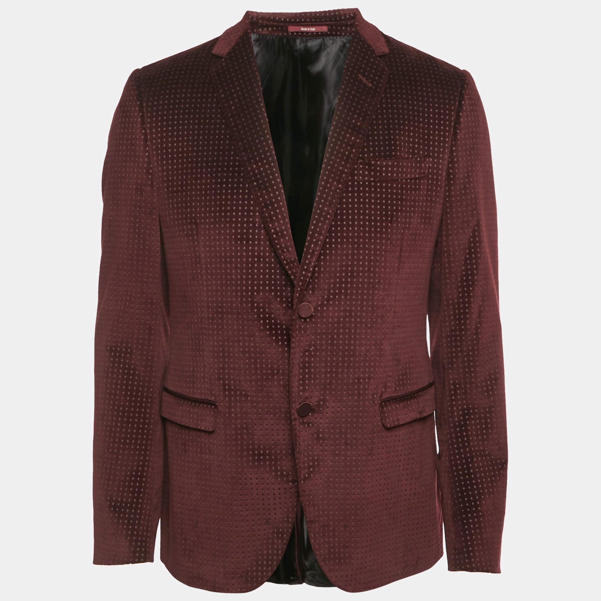Pre Owned Gucci Burgundy Velvet Single Breasted Blazer L