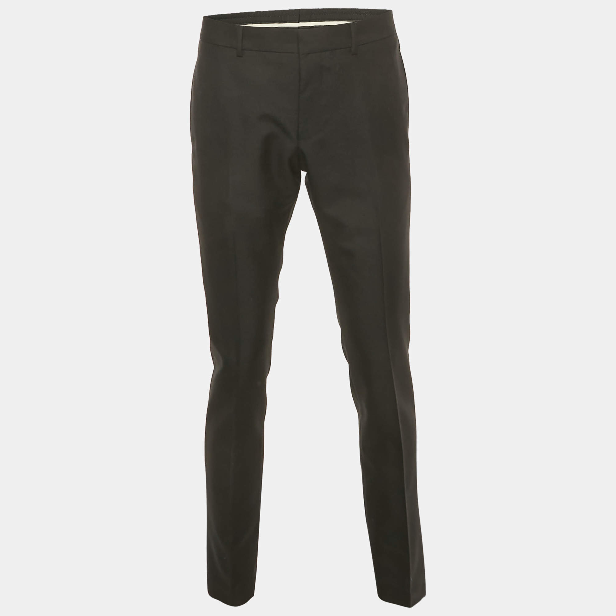 Pre Owned Gucci Black Wool Regular Trousers  L