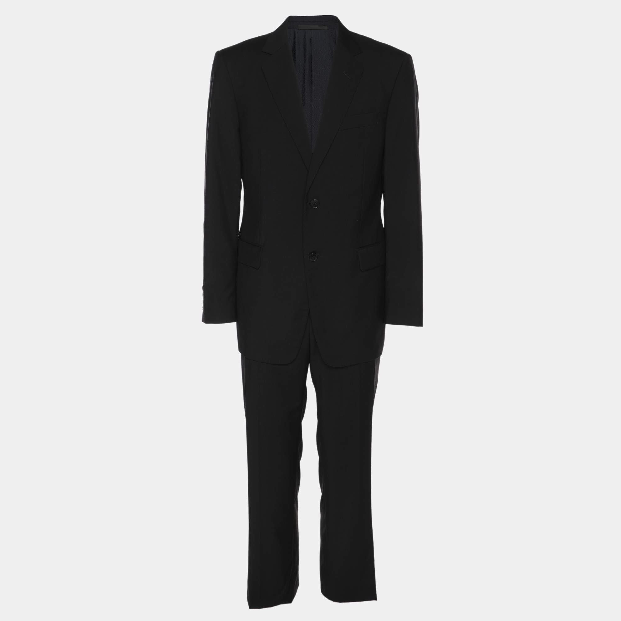 Pre Owned Gucci Black Wool Suit Set L