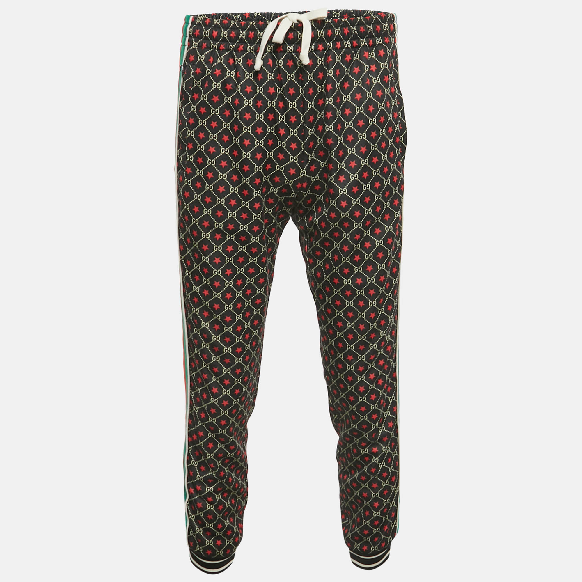 Pre Owned Gucci Multicolor GG Print Jersey Web Stripe Detail Track Pants  S