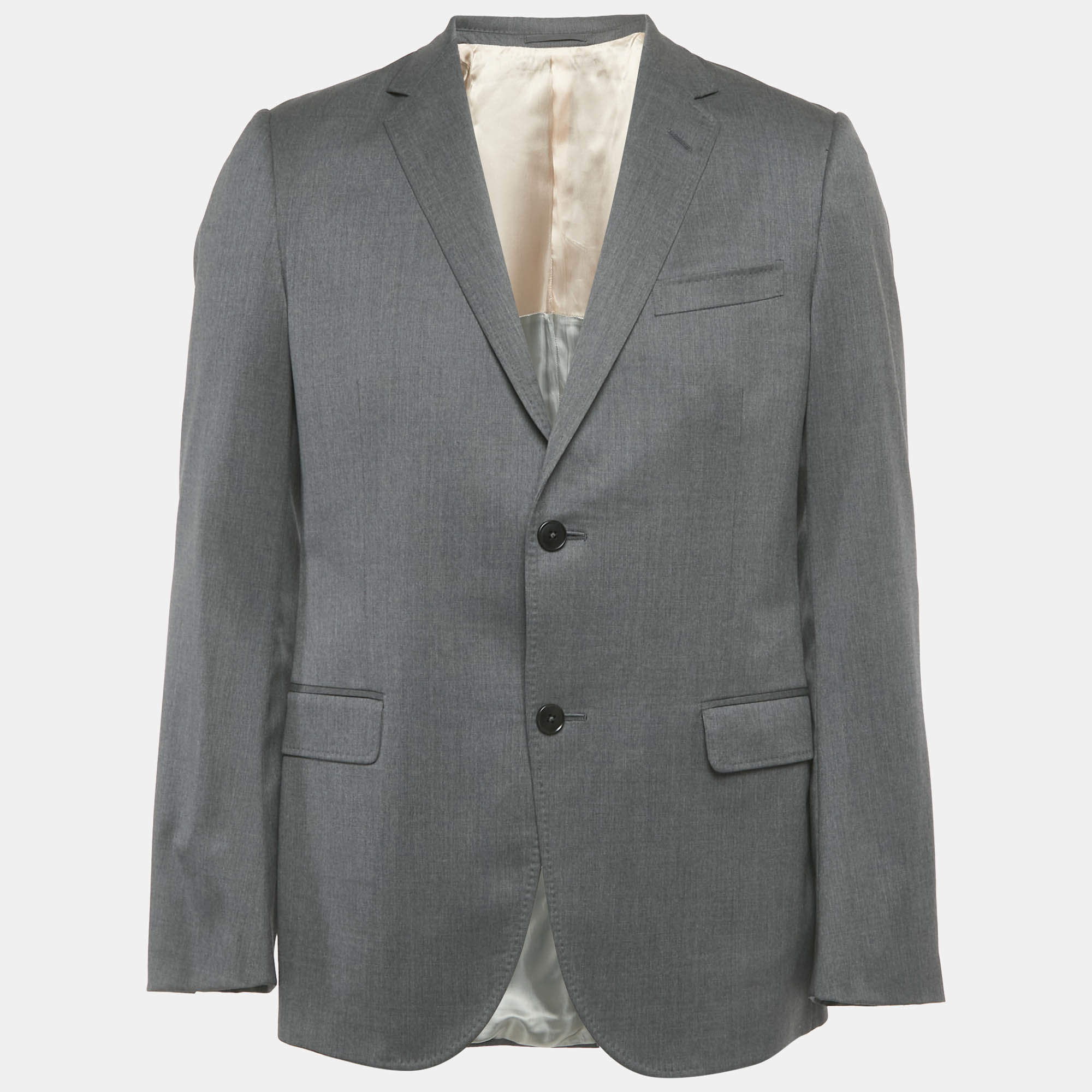 Pre Owned Gucci Grey Wool Single Breasted Regular Fit Blazer L
