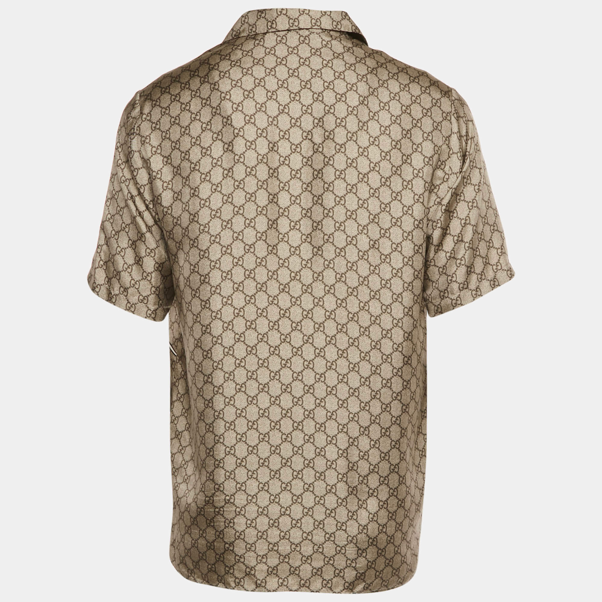 Gucci Multicolor Birds of Prey Print Silk Satin Button Front Half