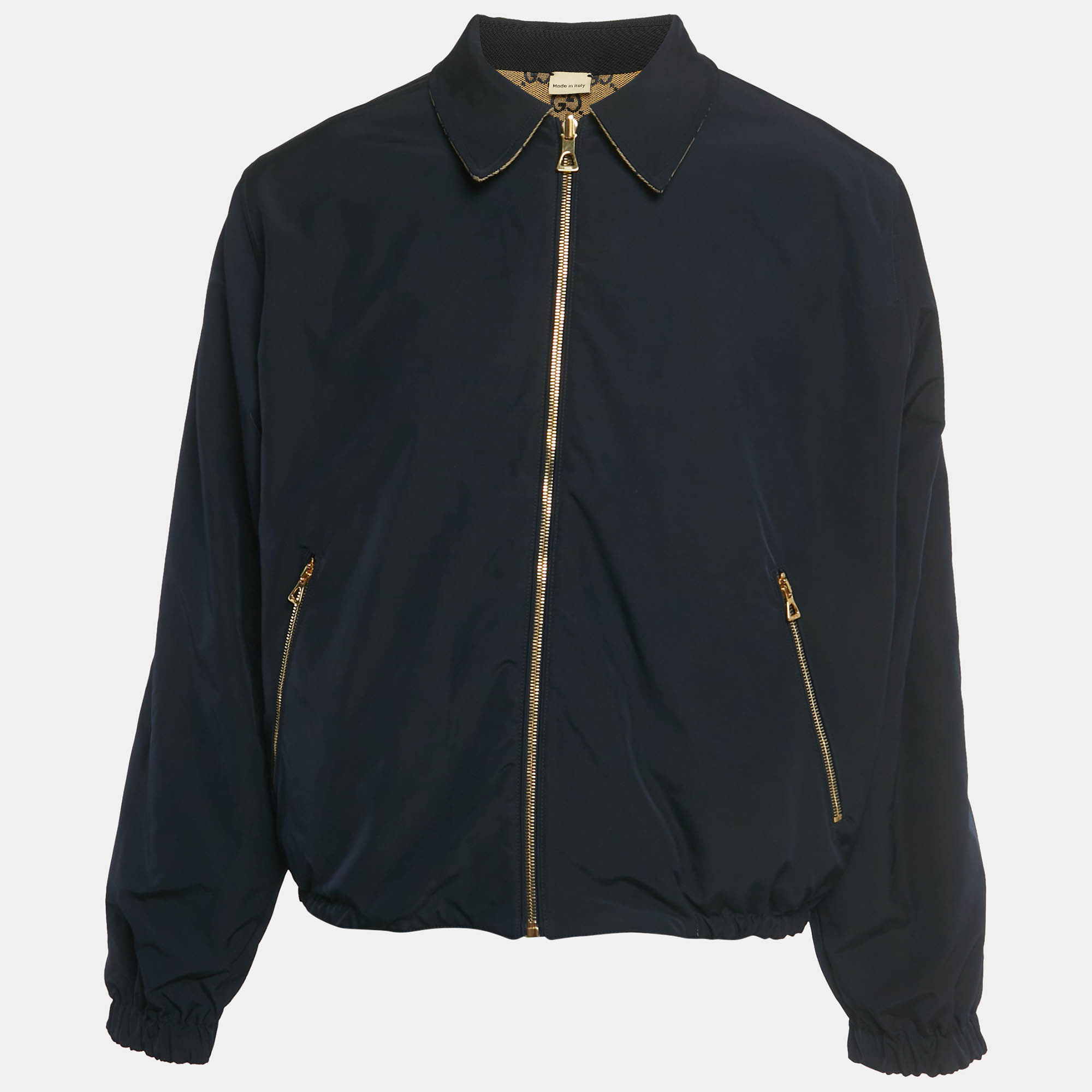 Pre Owned Gucci Brown GG Canvas and Polyester Reversible Jacket M