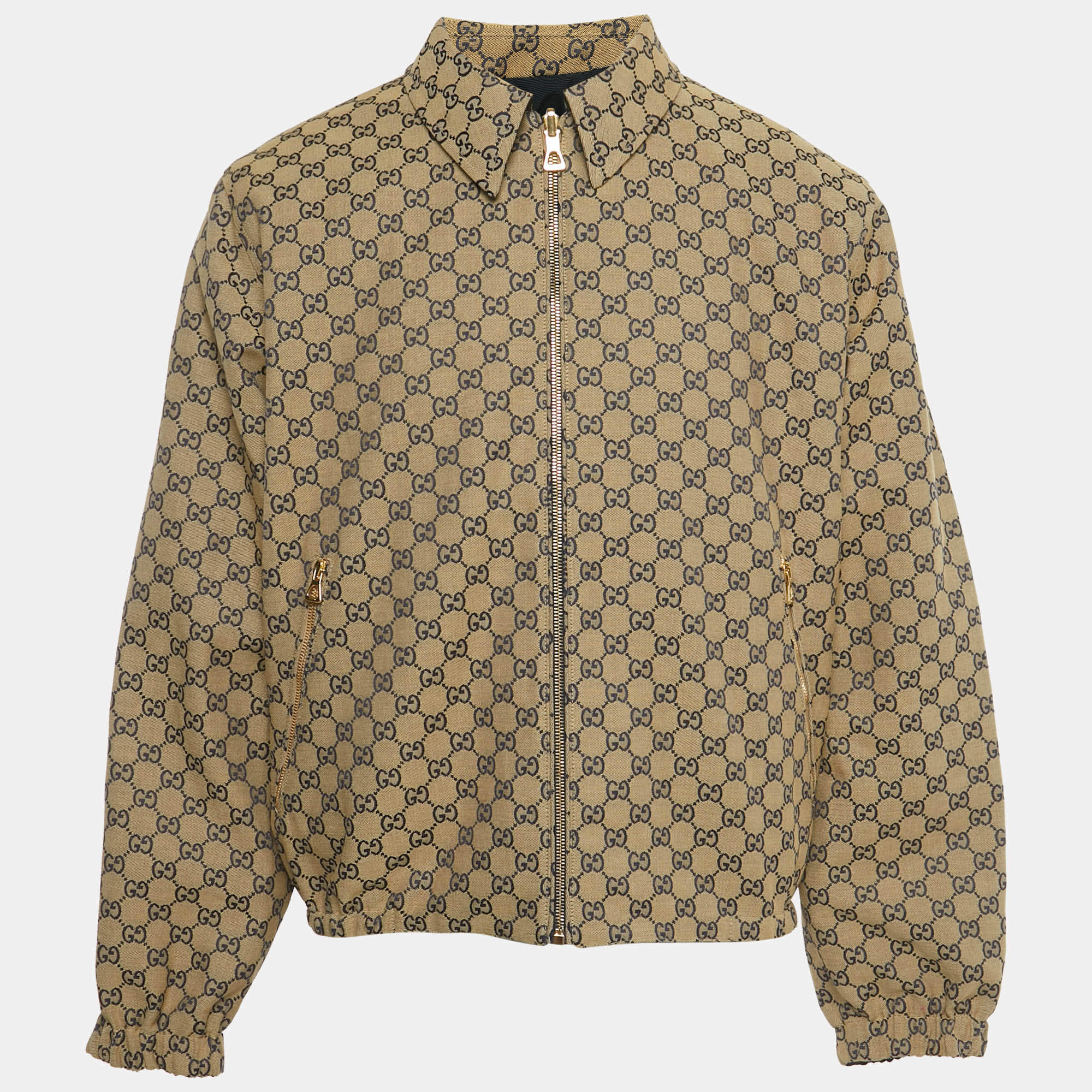 مملوكة مسبقًا Gucci Brown GG Canvas and Polyester Reversible Jacket M