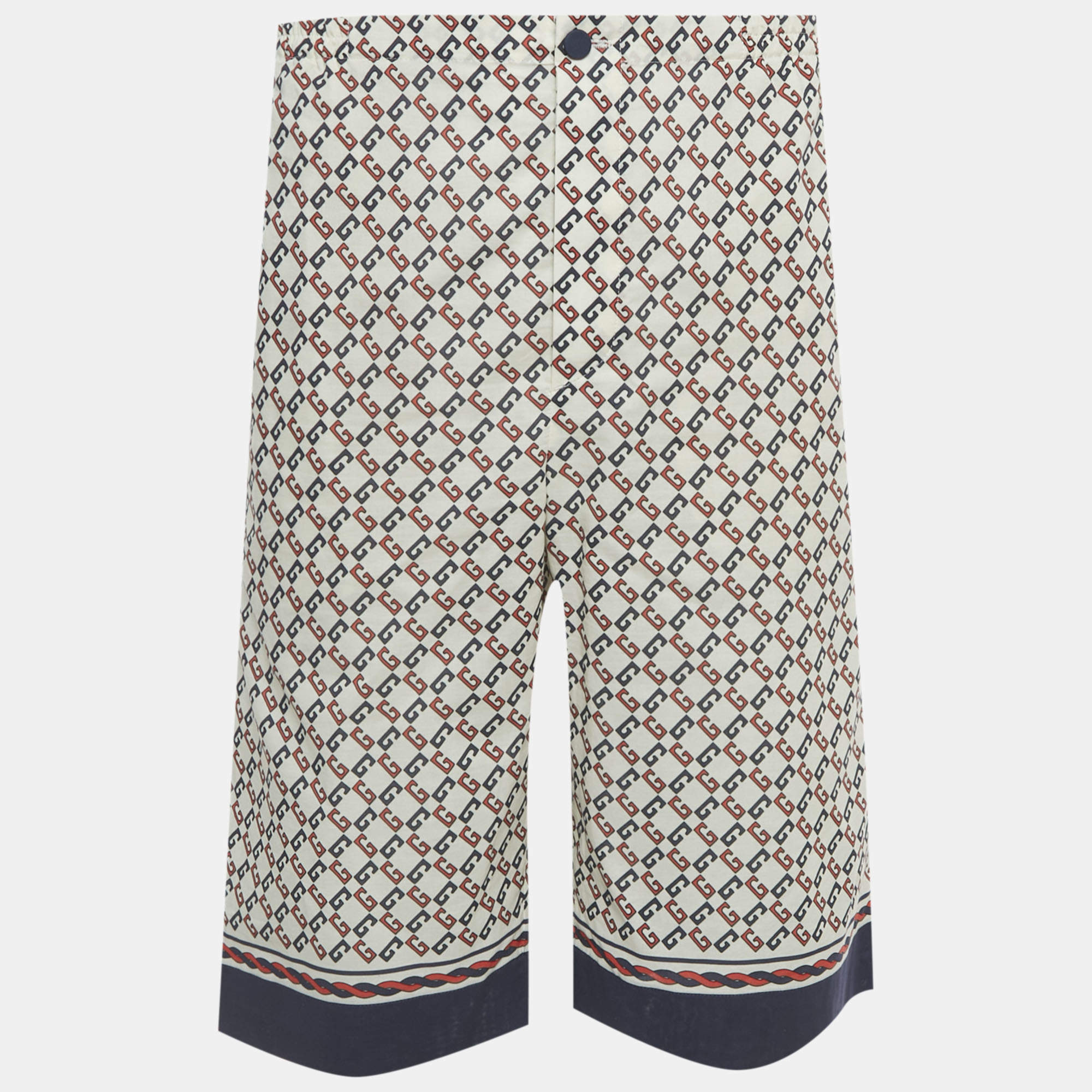 Pre Owned Gucci White GG Print Cotton Shorts XL