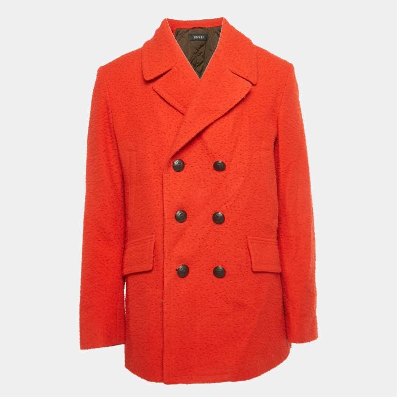 مملوكة مسبقًا معطف غوتشي صوف محكم نسيج أحمر مقاس كبير جدا (إكسترا لارج)