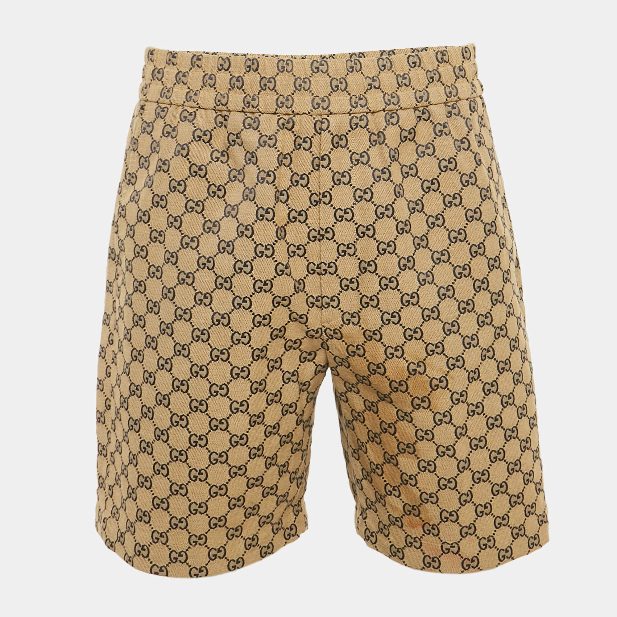 مملوكة مسبقًا Gucci Beige GG Cotton Jacquard Shorts M