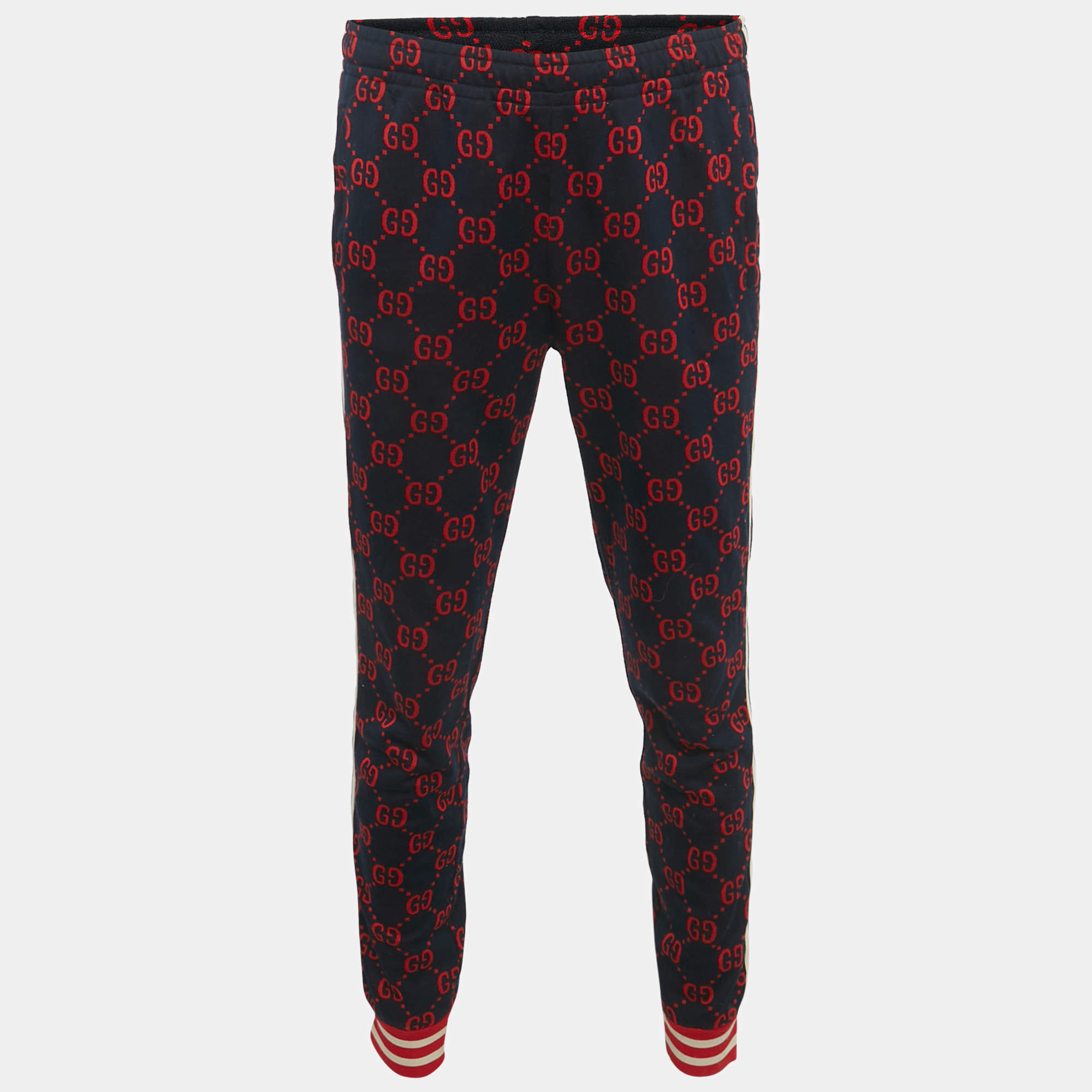 مملوكة مسبقًا بنطلون رياضي قطن جيرسي غوتشي أزرق GG مقاس كبير