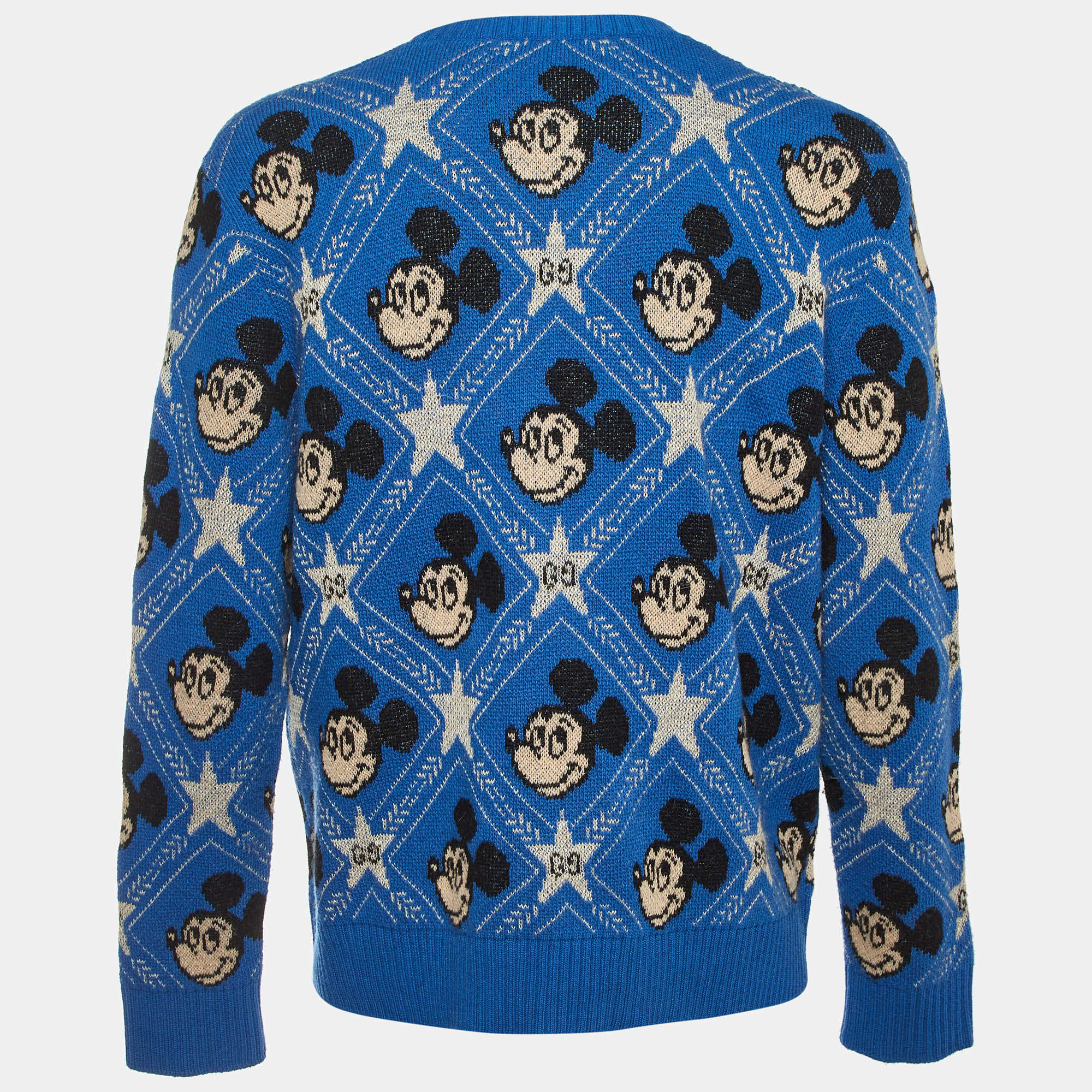 Gucci Navy Blue Wool Knit Bee Appliqued V Neck Sweater L Gucci