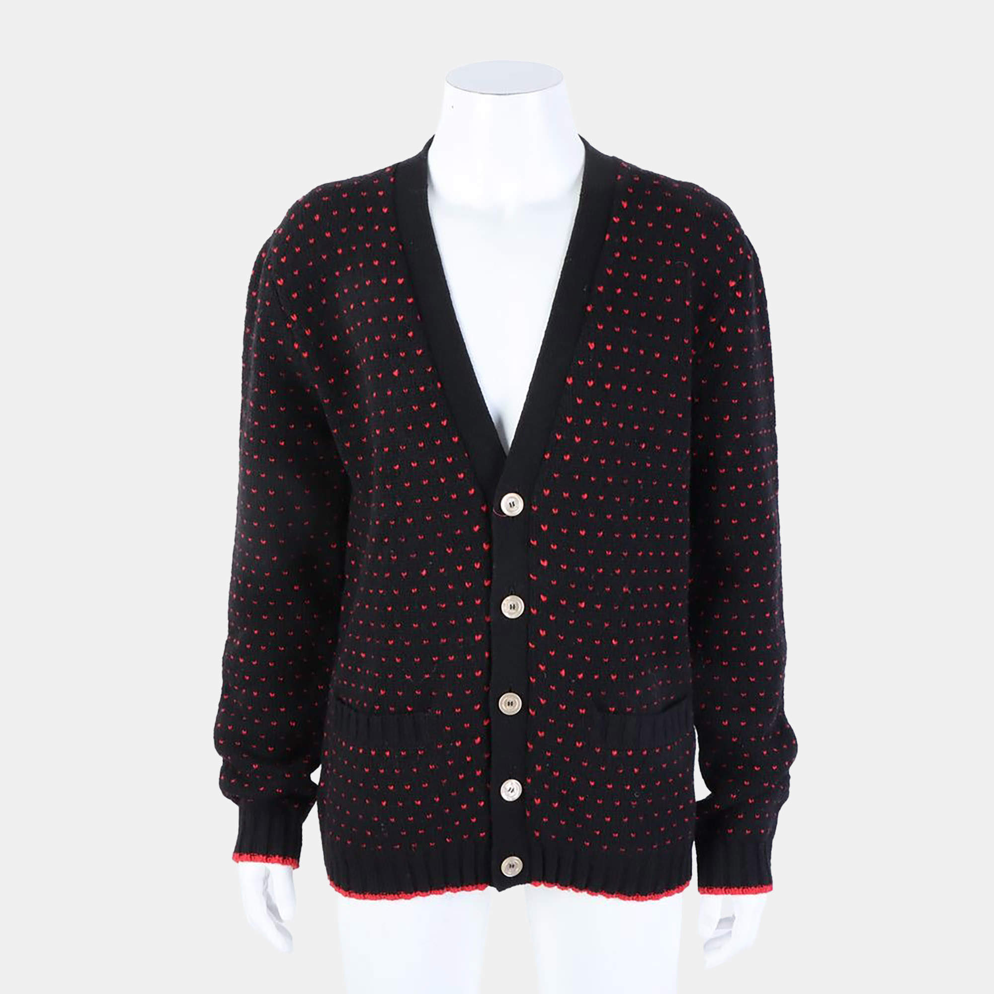 Pre Owned Gucci Black Wool Cardigan Size S