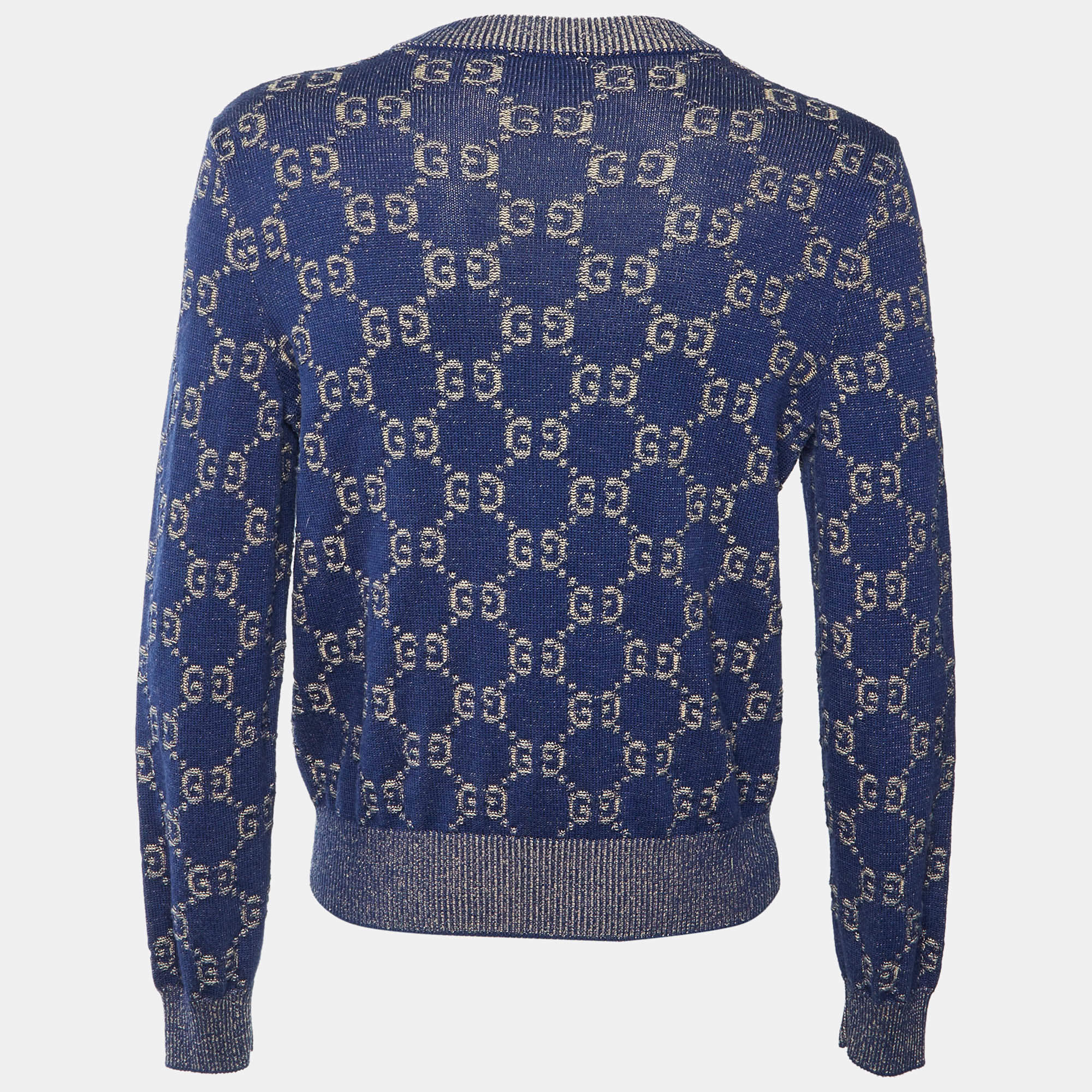 Gucci Navy Blue/Red Striped Bee Jacquard Knit Sweater XS Gucci | TLC