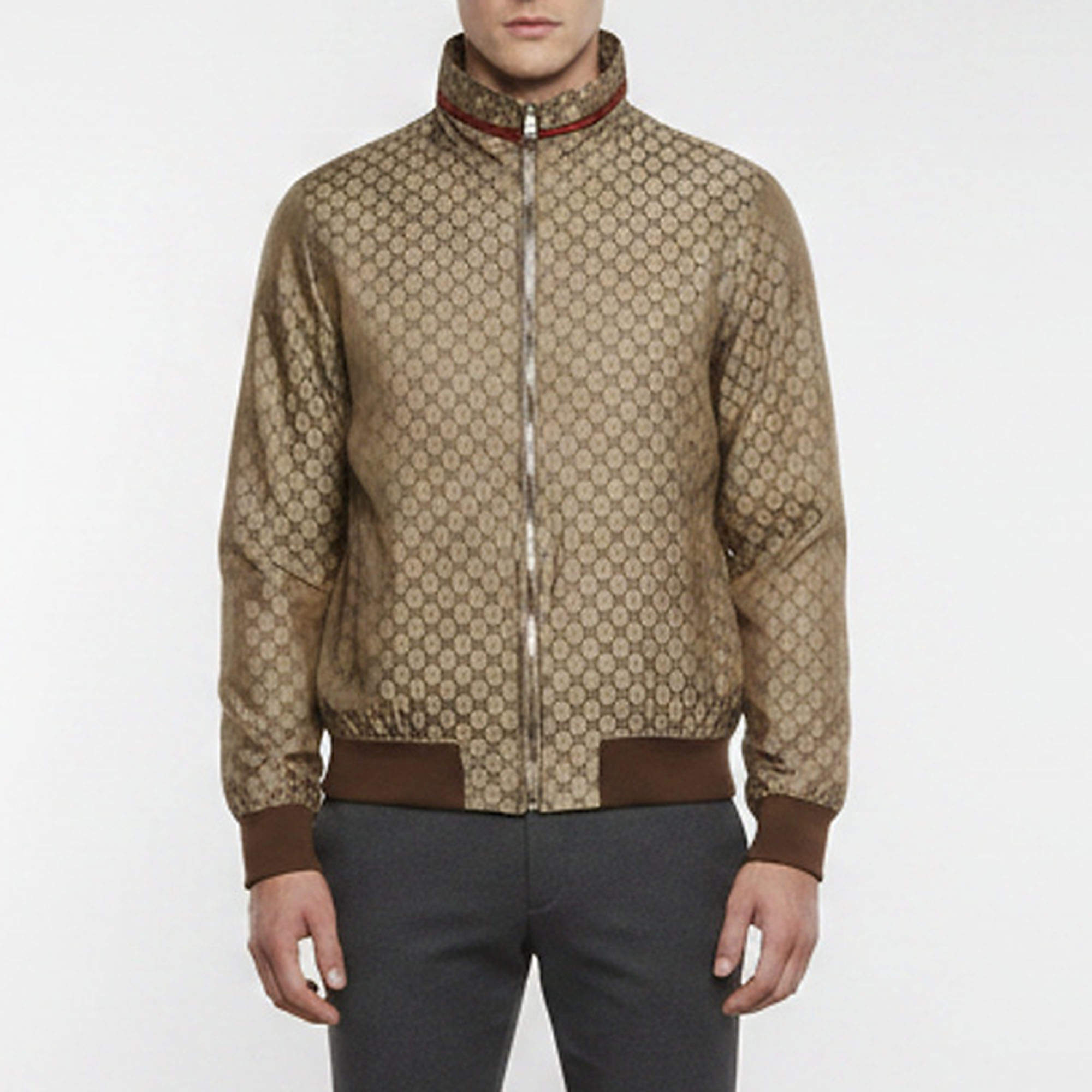 مملوكة مسبقًا Gucci Beige GG Supreme Monogram Synthetic Windbreaker Jacket XS