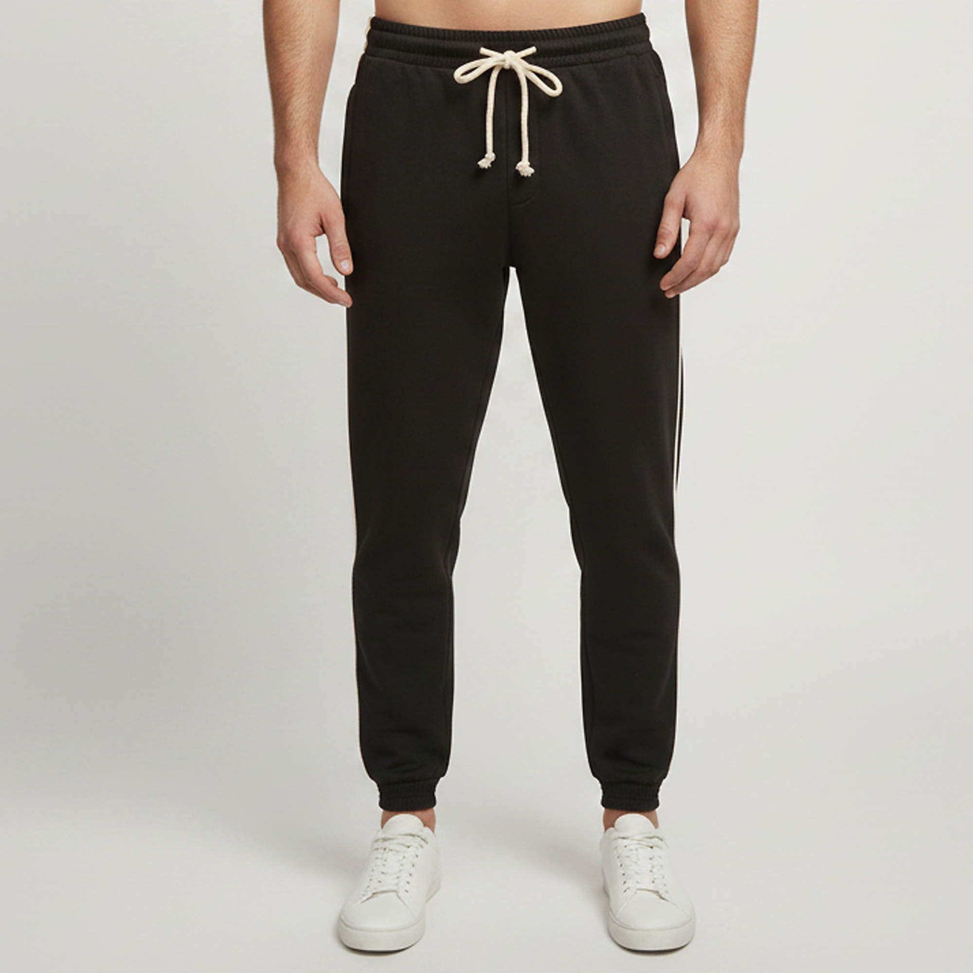 Pre Owned Gucci Black Jersey Side Stripe Drawstring Joggers M 