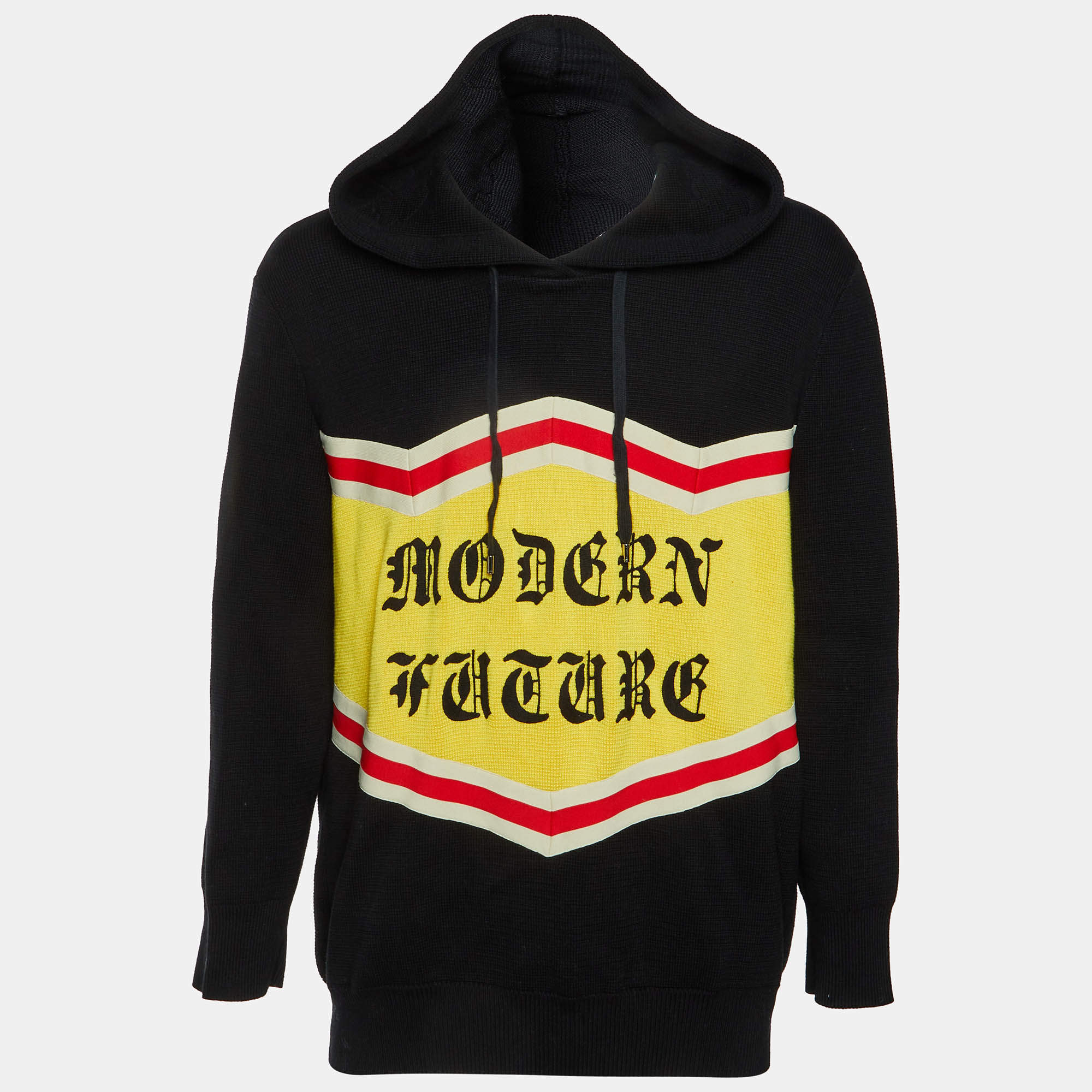 Pre Owned Gucci Black Modern Future Cotton Knit Floral Embellished Hoodie L