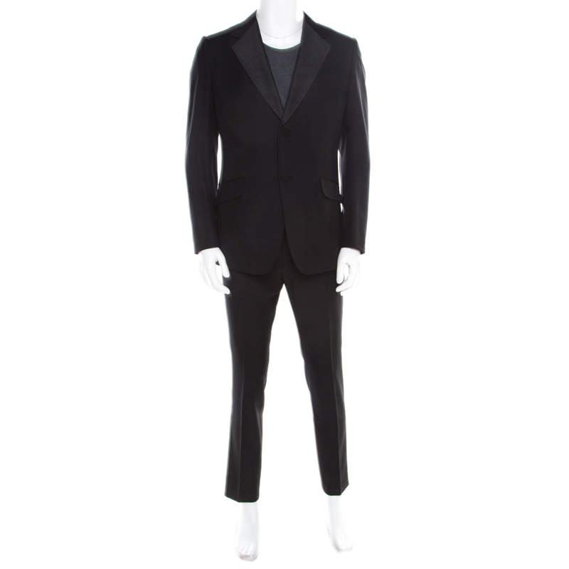 Gucci Black Wool Jacquard Trim Tuxedo Suit L Gucci | The Luxury Closet