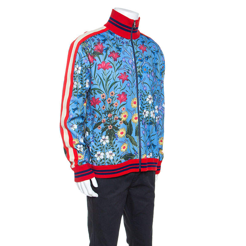 Gucci Blue New Floral Jersey Track Jacket XL Gucci | TLC