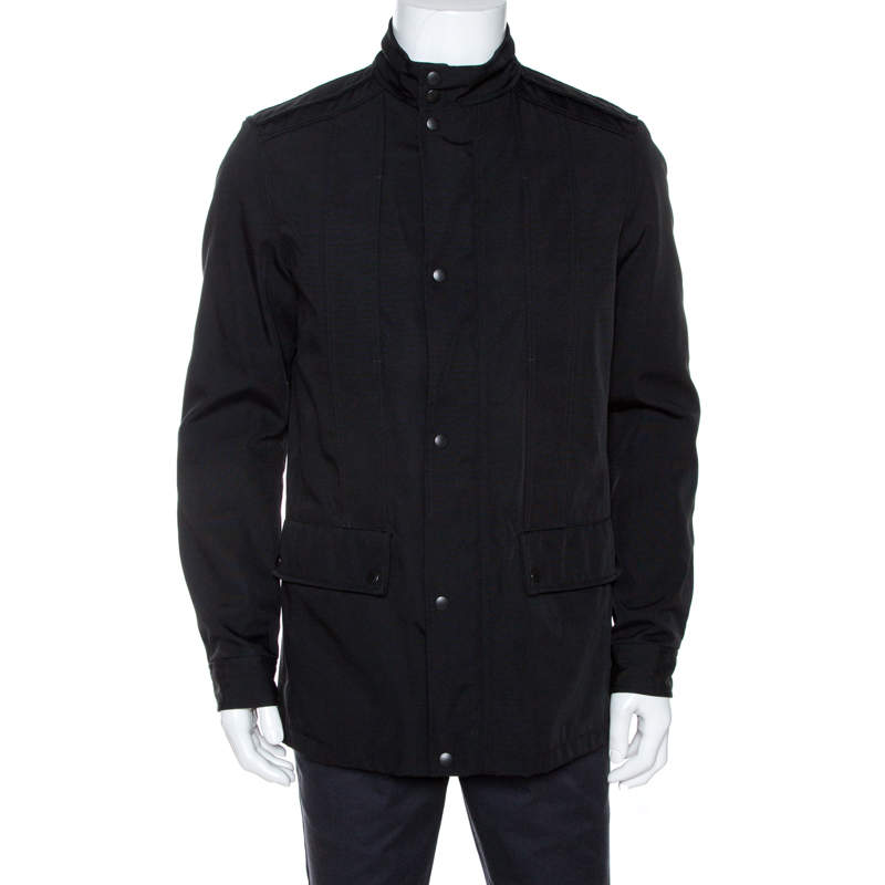 Gucci Black Cotton Blend Zip Front Coat M