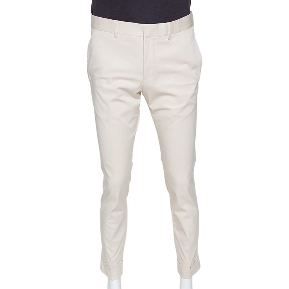 Gucci Cream Stretch Cotton Regular Fit Pants M
