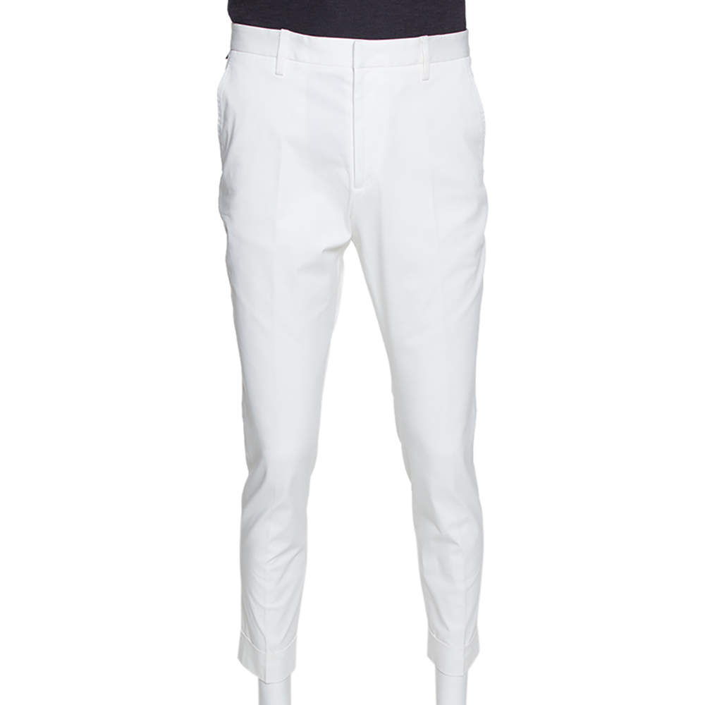 Gucci White Stretch Cotton Slim Fit Riding Pants L