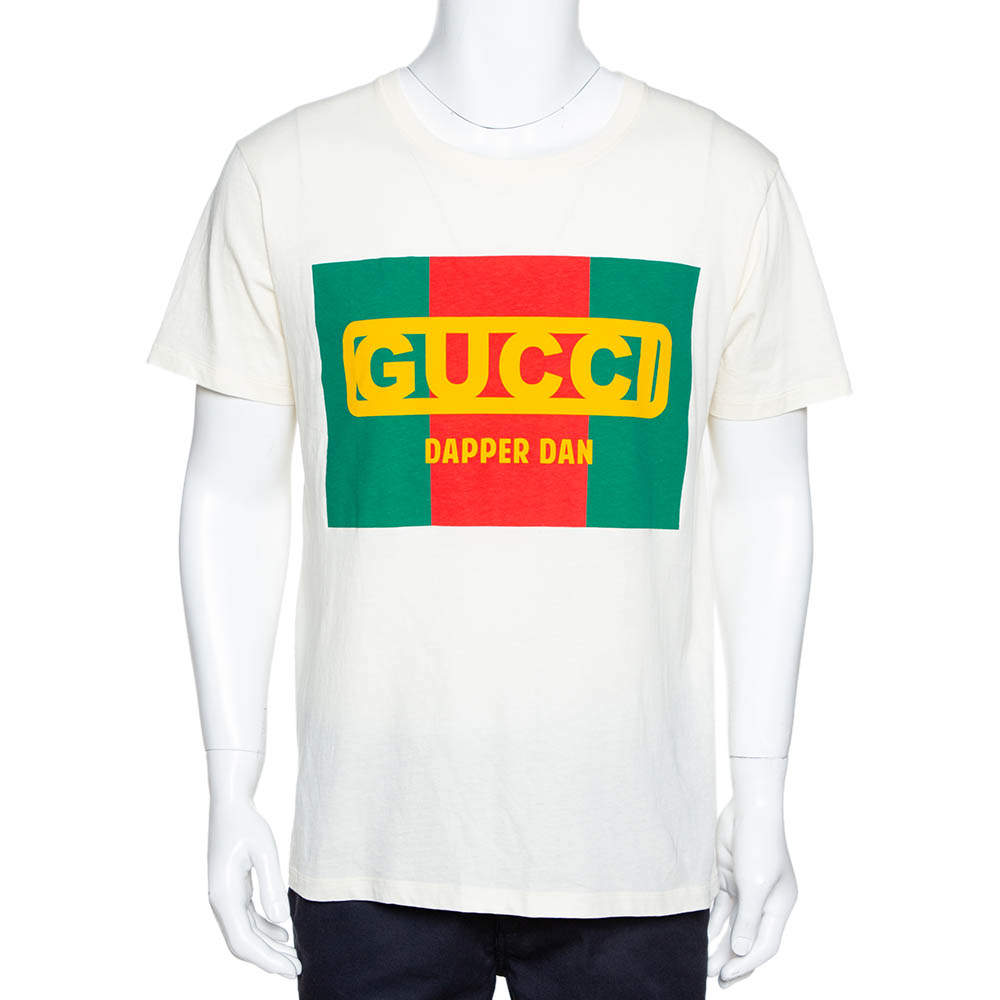 Gucci Cream Cotton Dapper Dan Round Neck T Shirt M 