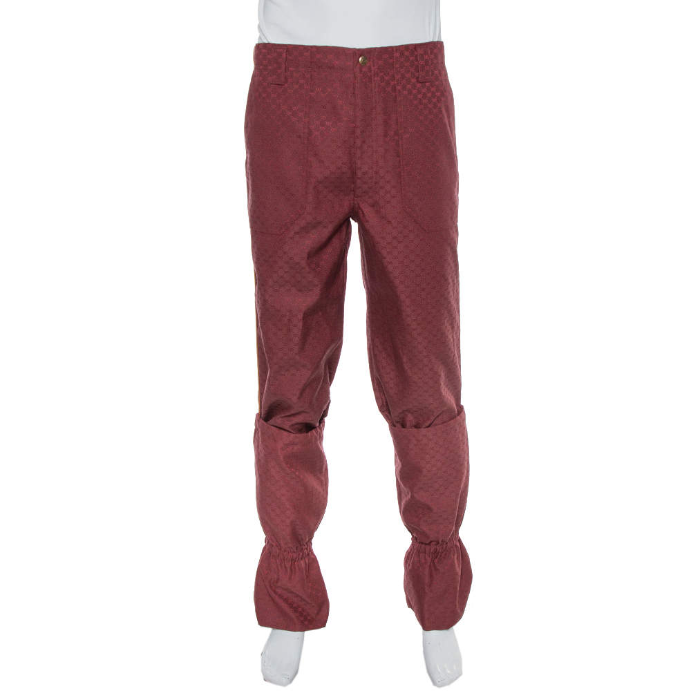 Gucci Burgundy Cotton Jacquard Elastic Detailed Ski Pants S