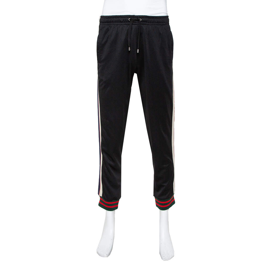 Gucci Black Jersey Side Stripe Detail Technical Joggers S