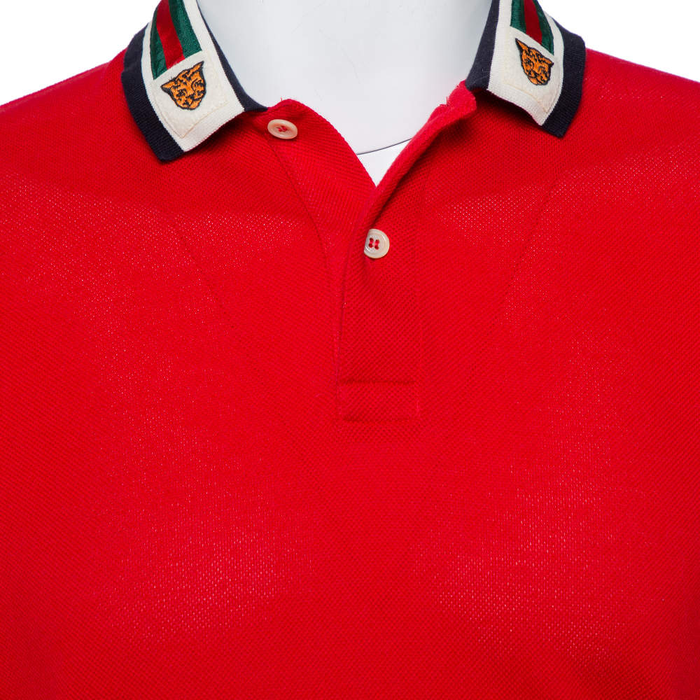 Gucci Tigera Luxury Brand Red Polo Shirt