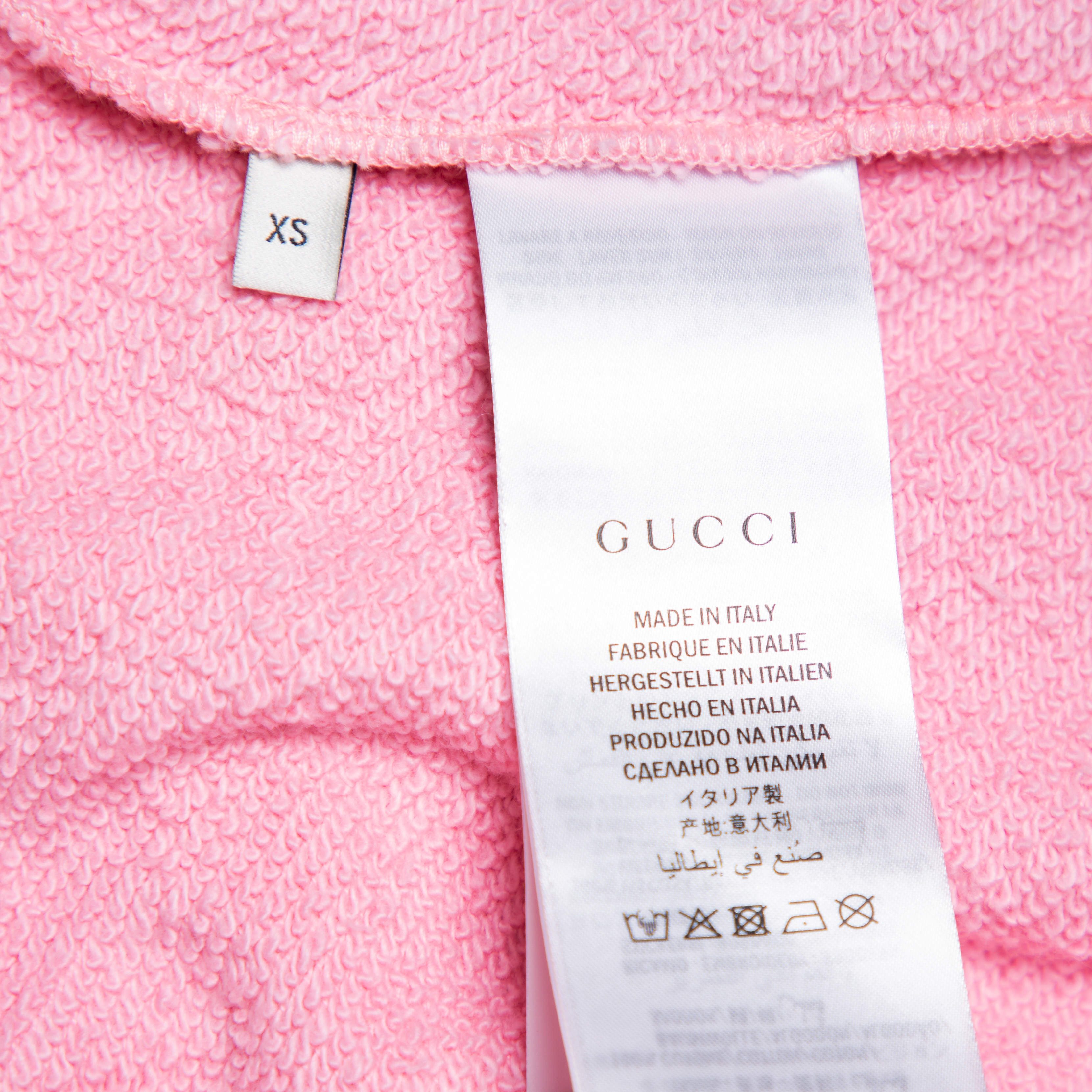 Gucci Pink Cotton Logo Dragon Embroidered Hoodie XS Gucci TLC