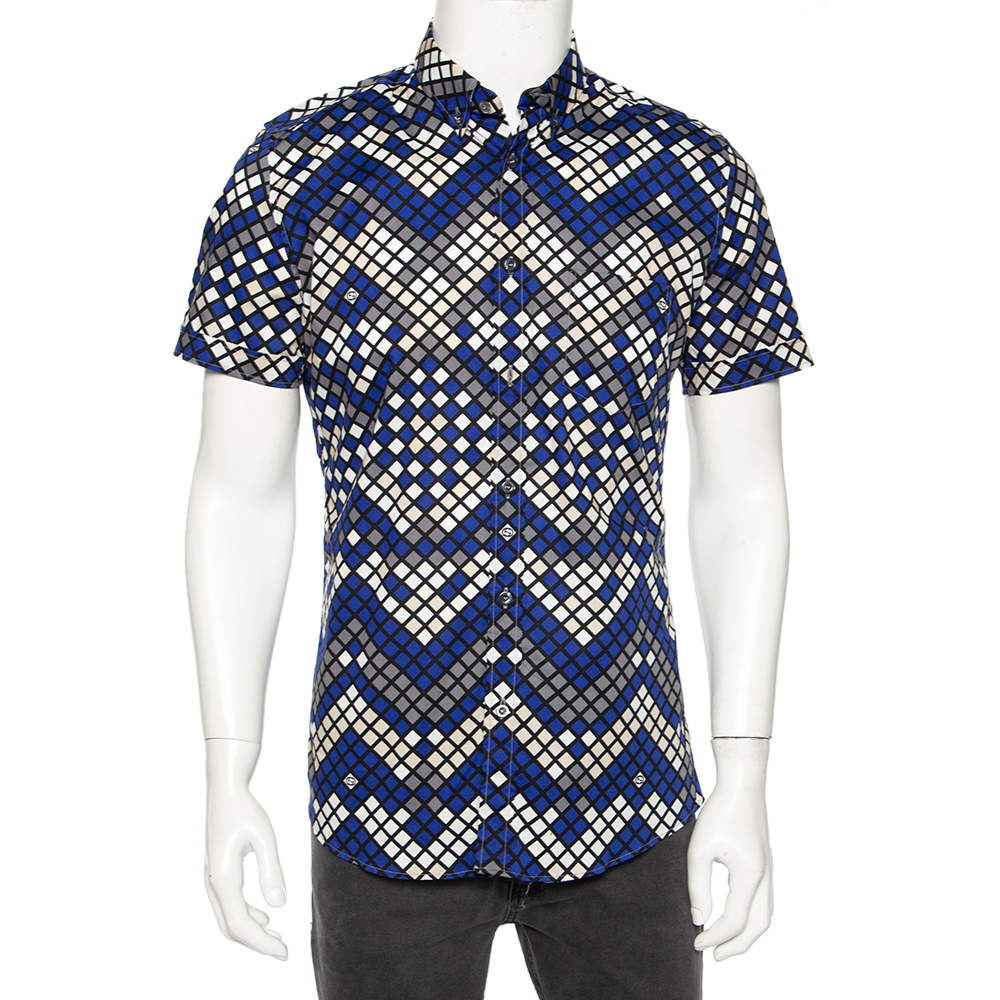 Pre Owned قميص غوتشي قطن متعدد الألون بأكمام قصيرة مقاس متوسط - ميديوم