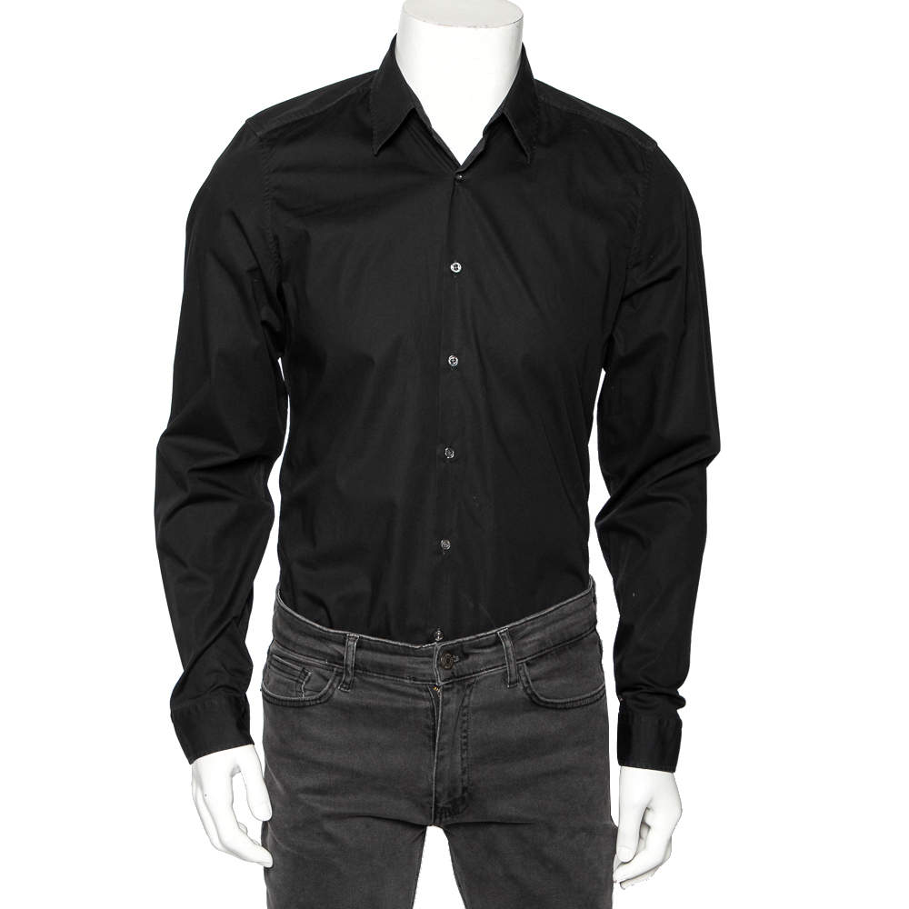 Gucci Black Cotton Button Front Slim Fit Shirt M Gucci | TLC